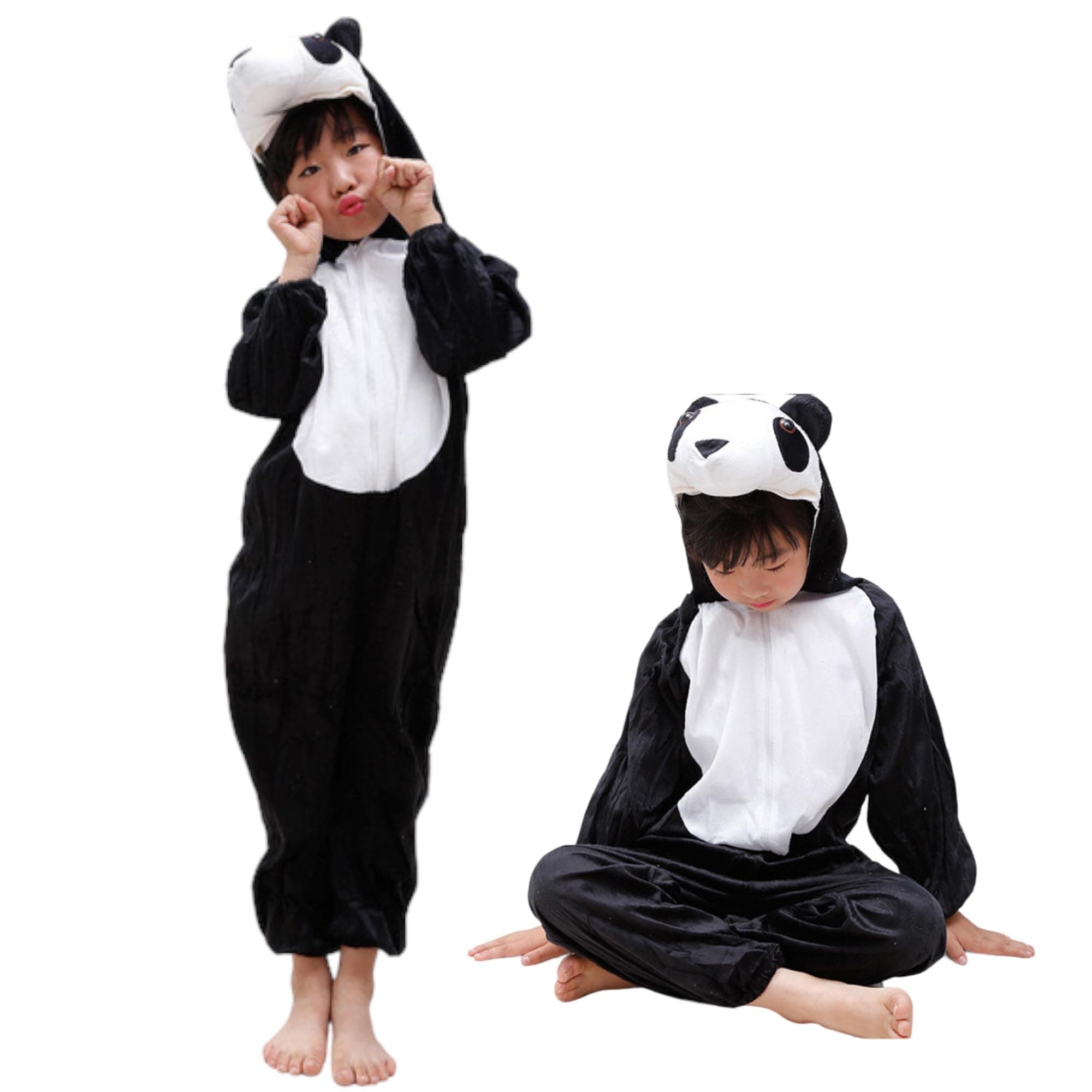 HIGHLAND Panda Costume for Kids 2-7 Years – Animal Costumes for Kids & Toddlers – Halloween Costume for Kids Boys Girls – Hooded Panda Jumpsuit Animal Cosplay Costume Fancy Dress Outfit