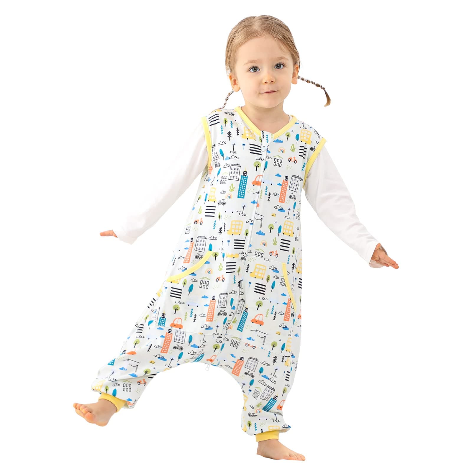 WONDAY Toddler Sleep Sack with Feet, 0.5 Tog Sleeping Sacks for Walking with Legs 12-18 Months 2T 3T 4T 5T (Car, 2-3T)