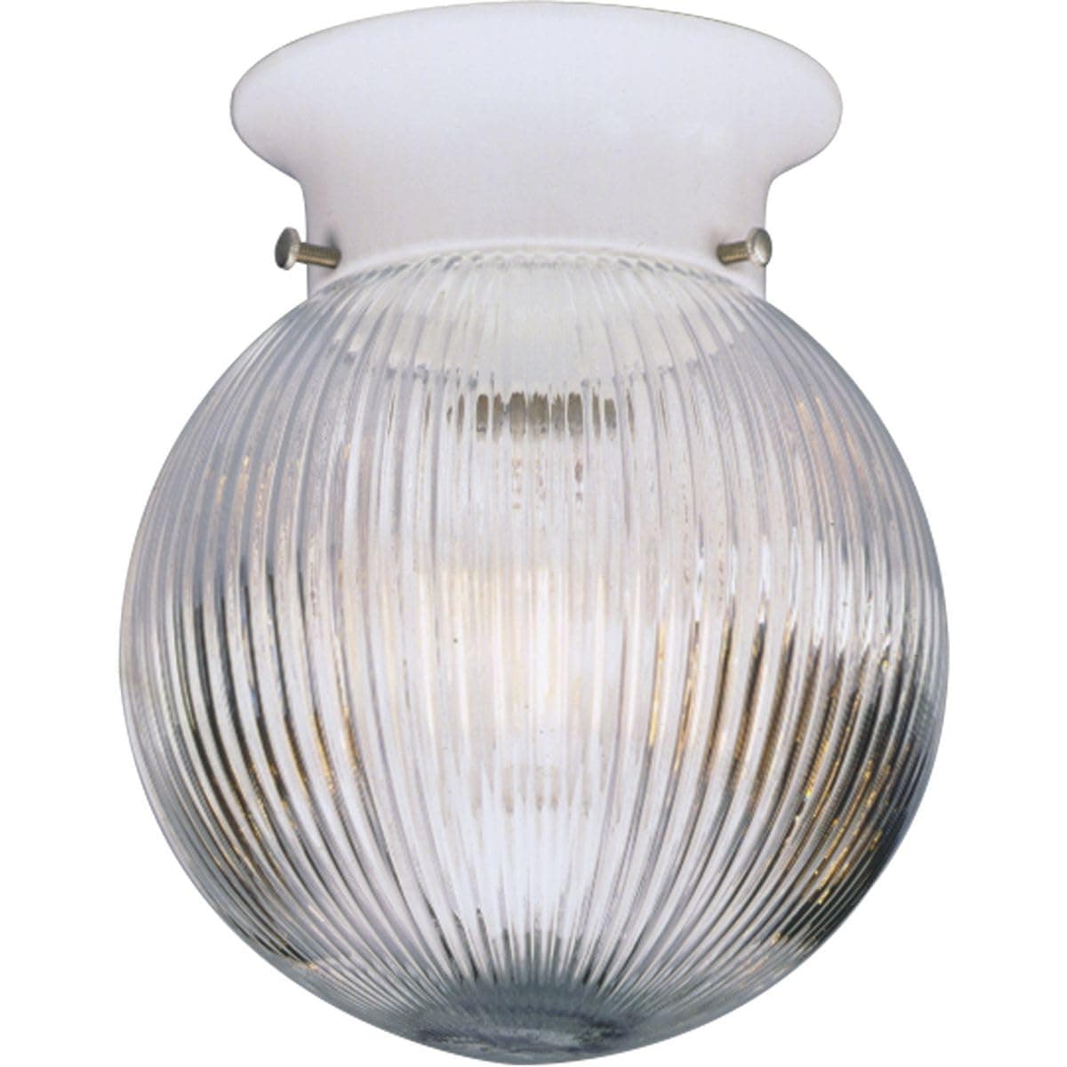 P3599-30 Clear Ribbed Glass Globe K.O For Switch, White 6-Inch Diameter x 7-1/4-Inch Height
