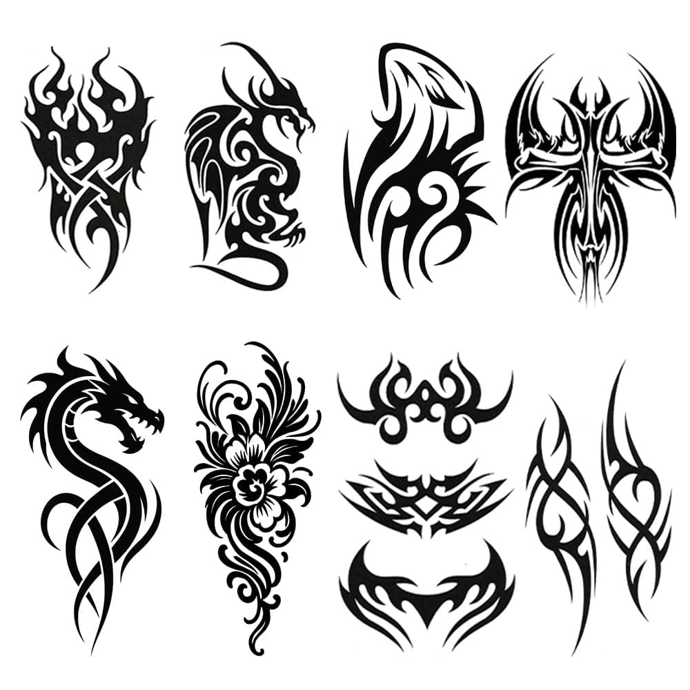 Temporary Tattoos Big Tribal Totem Tattoo Sticker for Men Women Black Large Body Art Makeup Fake Tattoo Waterproof Removable (Pattern5)