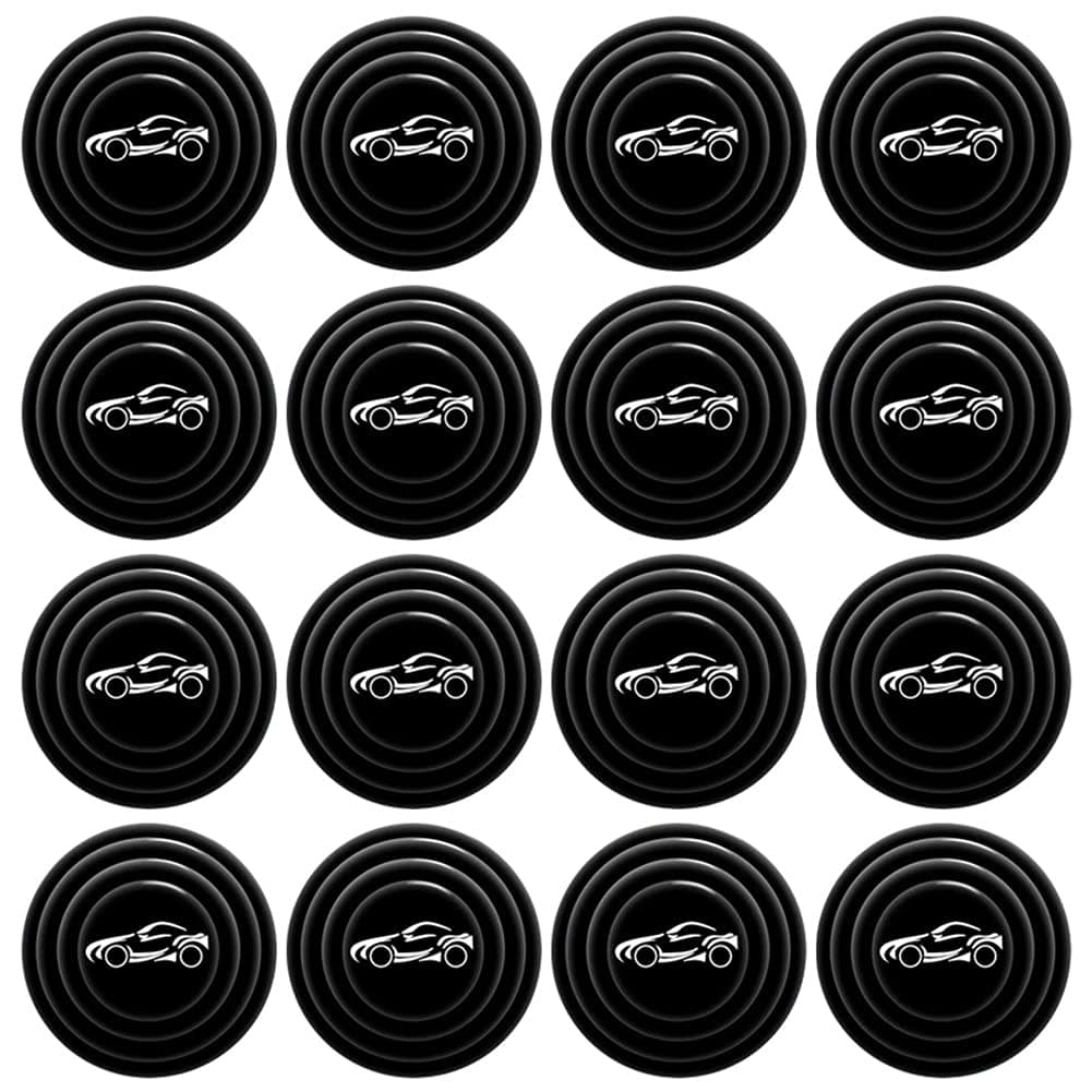 (Black-Car Logo) 16 Pcs Universal Car Door Shock Absorber Car Door Protection Sticker,Buffer Bumper Cushion Car Door Shock Absorbing Gaskets Compatible with F0RT Fgo Aspre