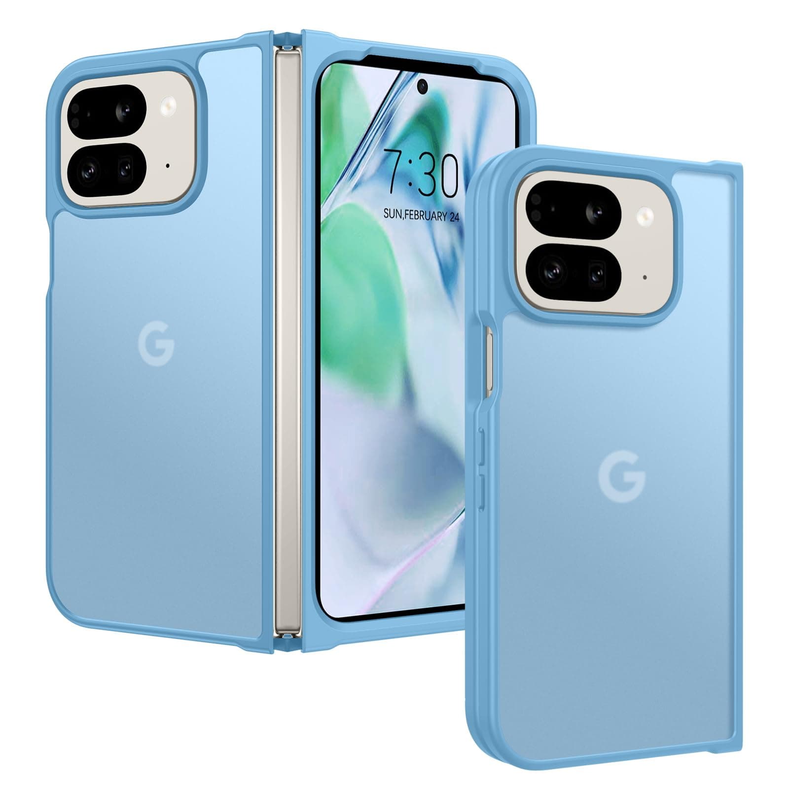 BENTOBEN for Google Pixel 9 Pro Fold Case, Translucent Matte Reveal Logo Slim Shockproof Anti-Yellow Lightweight Women Men Boys Girls Protective Phone Cover Cases for Pixel 9 Pro Fold 8.0", Blue