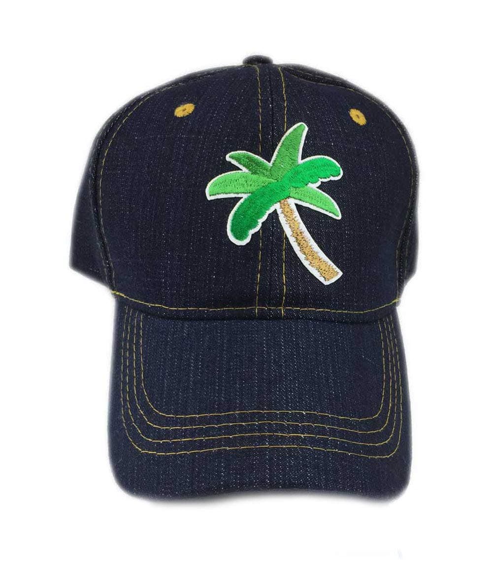 3D Embroidered Palm Tree Pineapple Tropical HI Design Denim Baseball Cap Hat Sun Visor Sport Travel