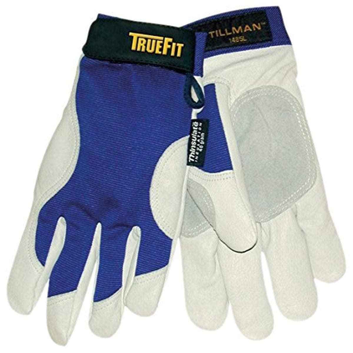 John Tillman and Co Medium Blue and Gray TrueFit Nylon and Spandex and Pigskin Thinsulate Lined Cold Weather Gloves