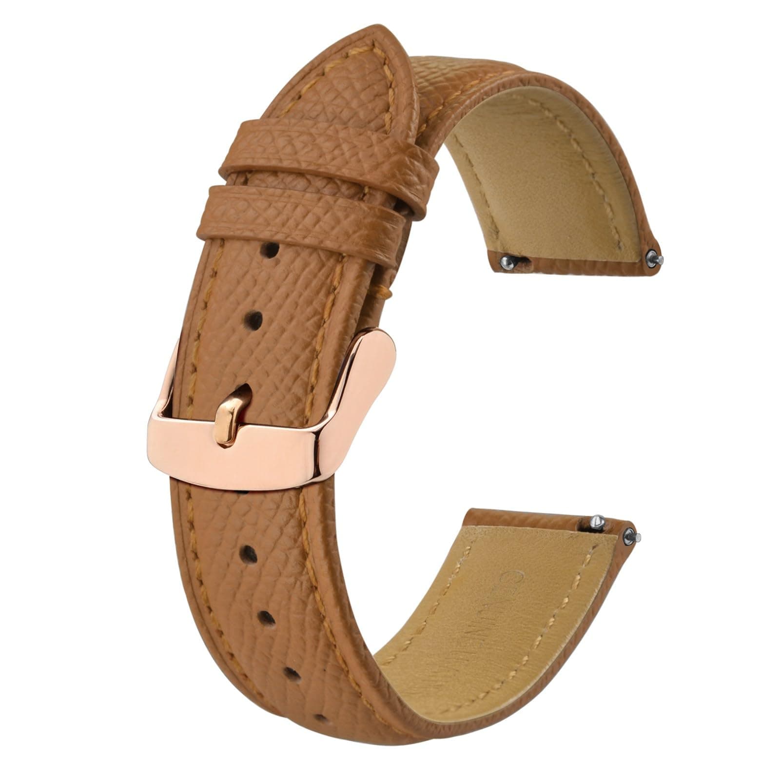 BISONSTRAP Texture Leather Watch Straps for Women and Men, Watch Replacement Bands with Quick Release, 16mm 18mm 19mm 20mm 22mm