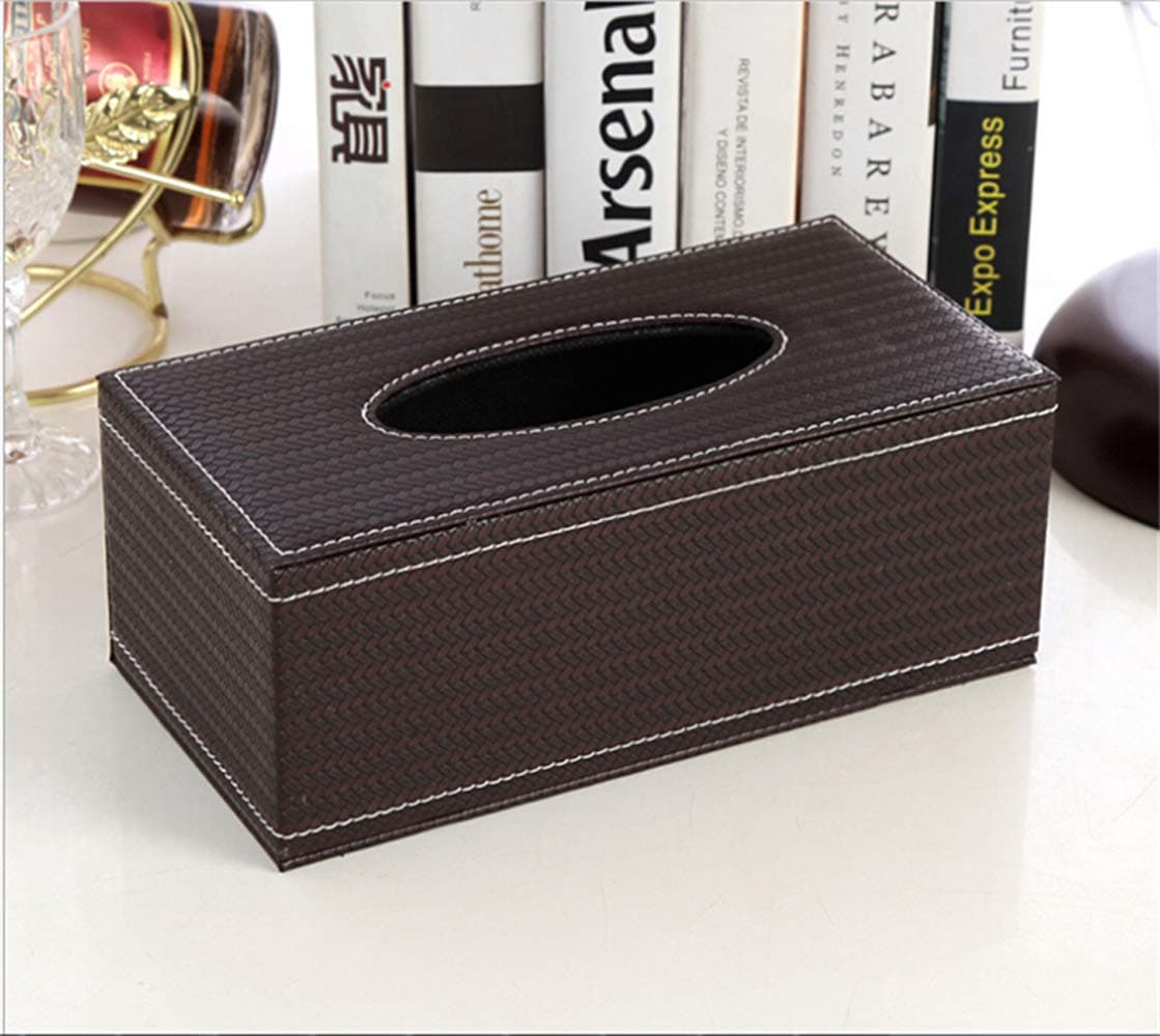 Leather Tissue Box Holder - Waterproof Rectangular Tissue Box Cover Vintage Napkin Paper Holder for Home,Office&Car Decor (Mai)