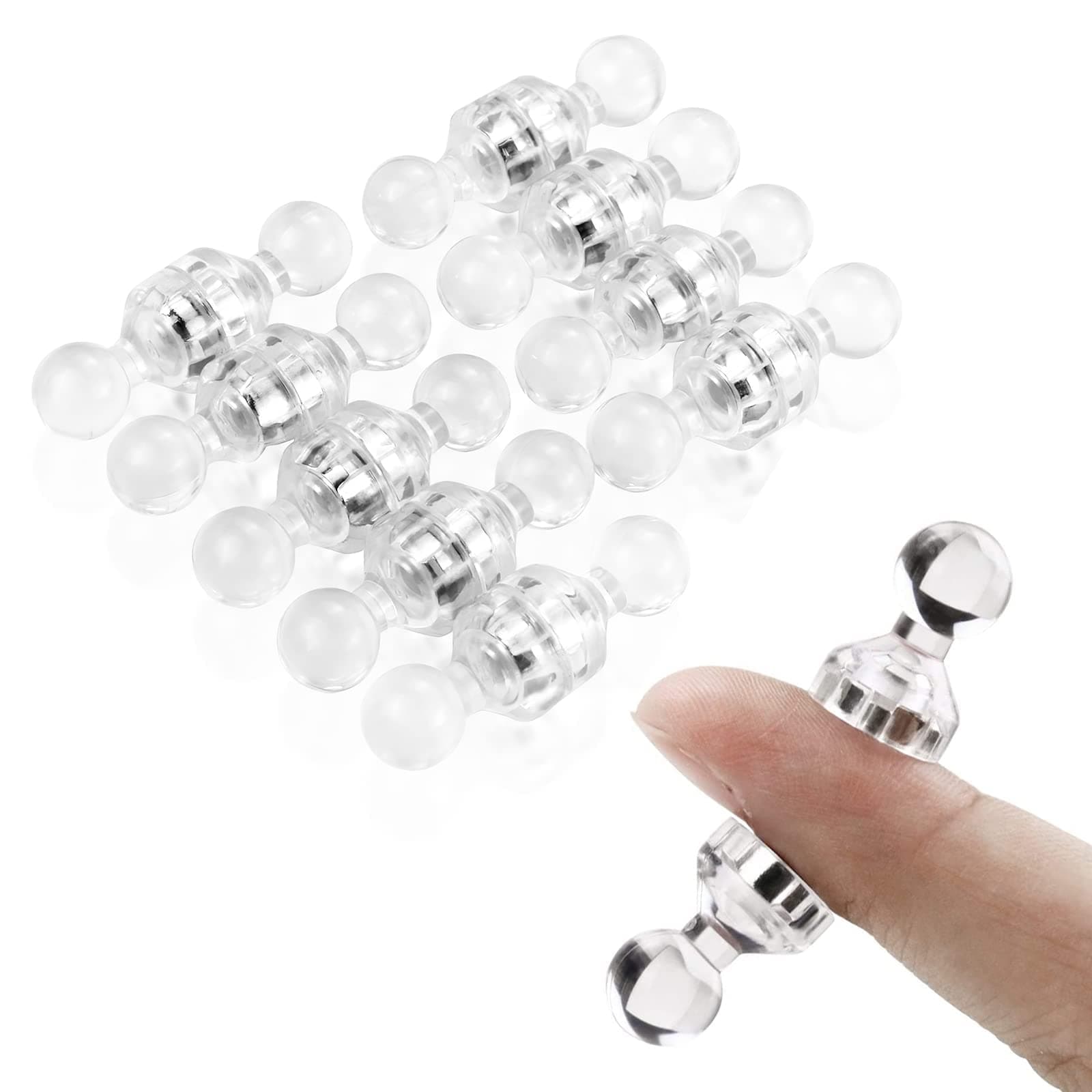 Push Pin Magnets, 20pcs Small Refrigerator Magnets Fridge Magnets, Clear Magnetic Push Pins for Whiteboard, Lockers, Map, 0.43 * 0.66inch
