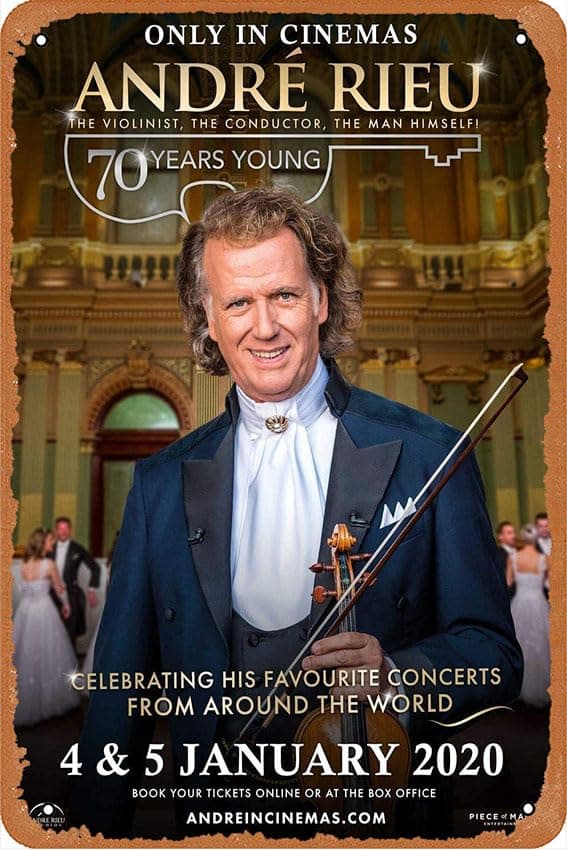 Cinema Poster André Rieu: 70 Years Young Vintage Tin signs Wall Decoration for Garage Home Club Bar Coffee BBQ Shop 8 x 12 Inches