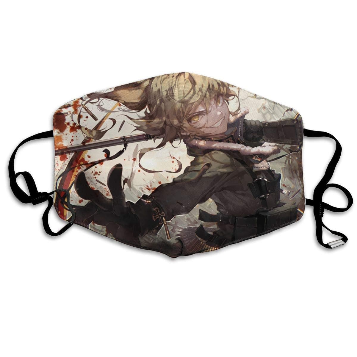 Men Women The Saga of Tanya The Evil Anime Face Decoration Anti-Dust Windproof Mask Adjustable Earloop White