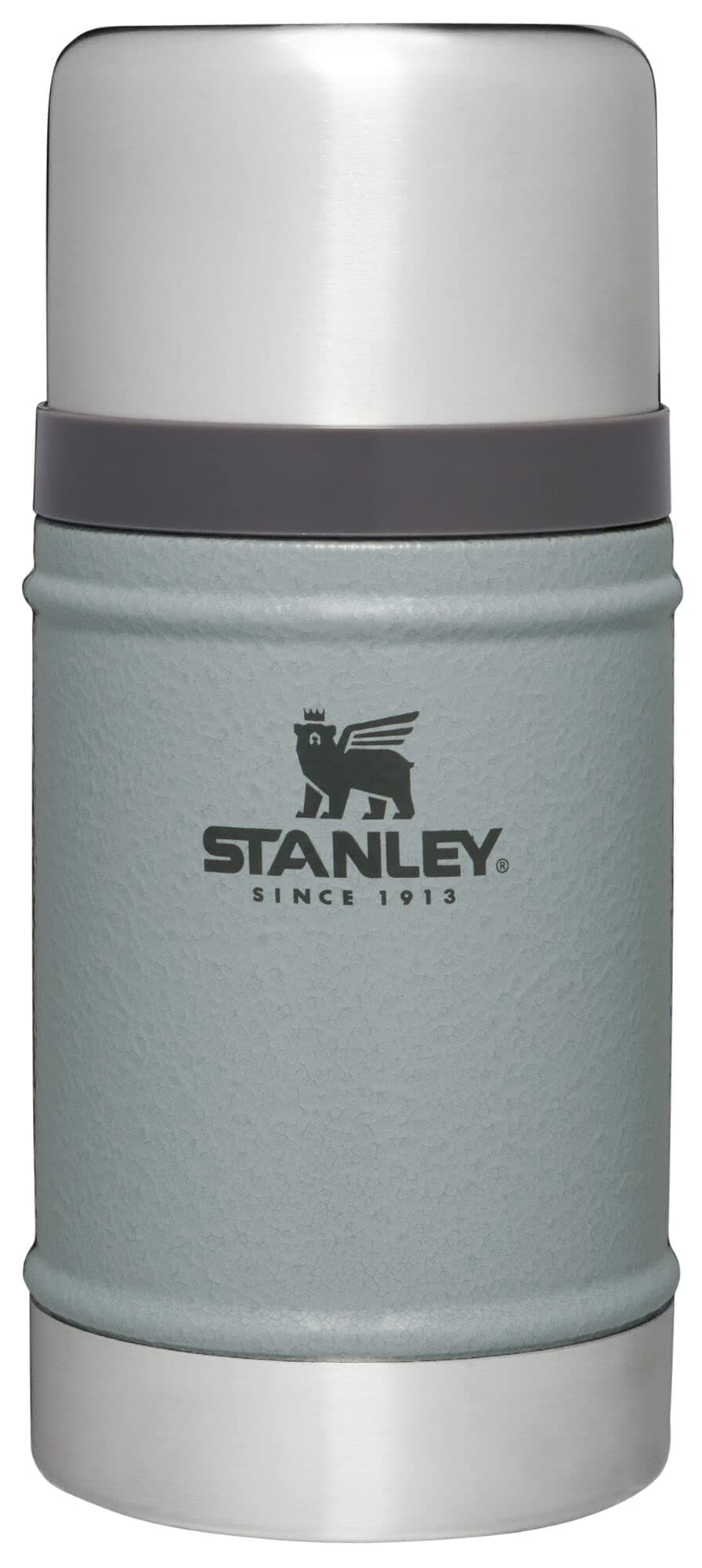 Stanley Classic Legendary Large Food Jar 24 oz | Vacuum Insulated Food Container | Wide Mouth Screw On Lid | Packable for Travel | Stainless Steel & Leakproof Lid | Hammertone Silver