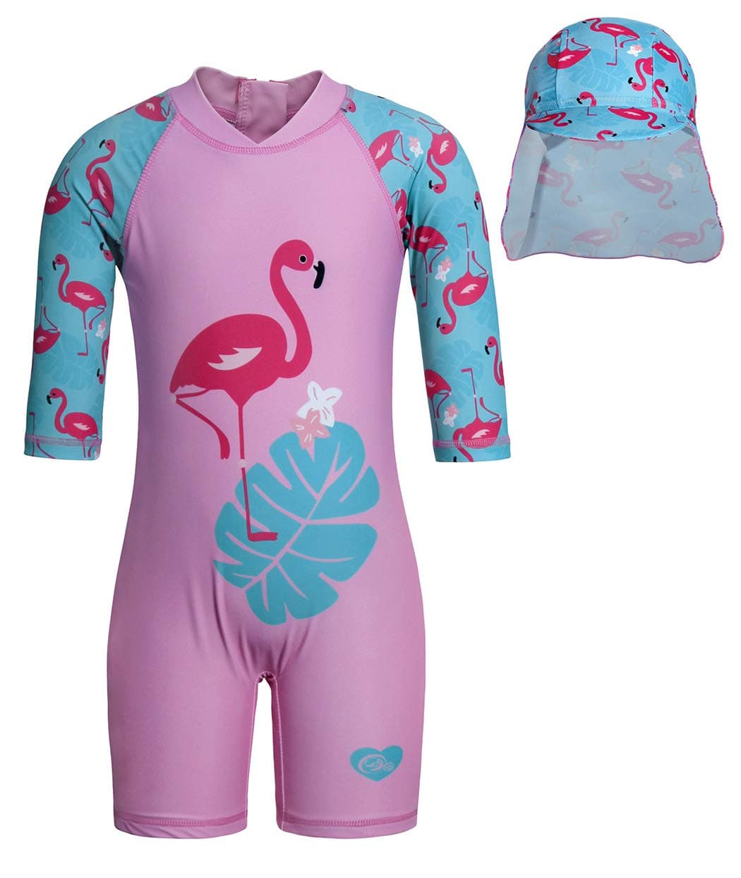 Unicorn/Flamingos Girls UV Swimsuit Kids Sun Protection Swimming Costume One Piece Round-Neck Swimwear Rash Guard Bathing Suit Surfing Sunsuit 1-8 Years
