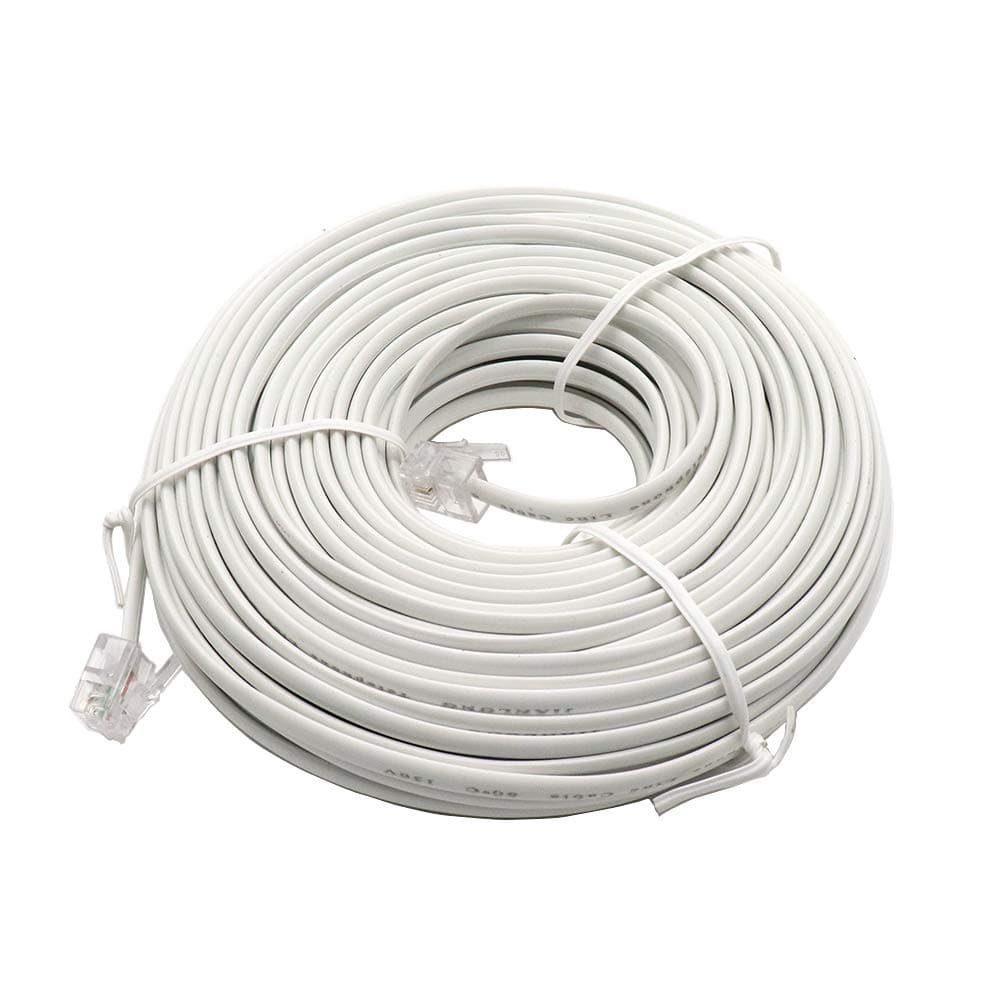 BTMB 20M/65.6ft Flexible RJ11 6P2C Modular Telephone Extension Cord Cable Line Wire for Landline Telephone,Beige