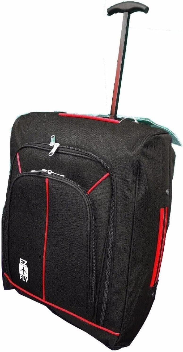Copper Top - EZ Wheeled Luggage Hand Trolley Small Travel Bag Eazy Jet, Ryanair Cabin Suitcase Holdall Aproved by All Airlines (50cm x 35cm x 20cm) (Red and Black)