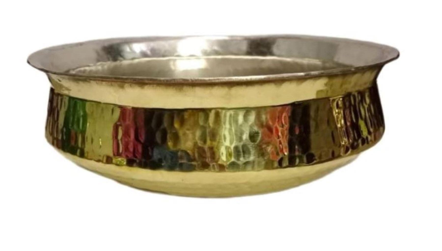 jewellary hub Pure Brass Hammered Chicken Biryani Handi Tin Lining | Lagan Handi 6 Liter