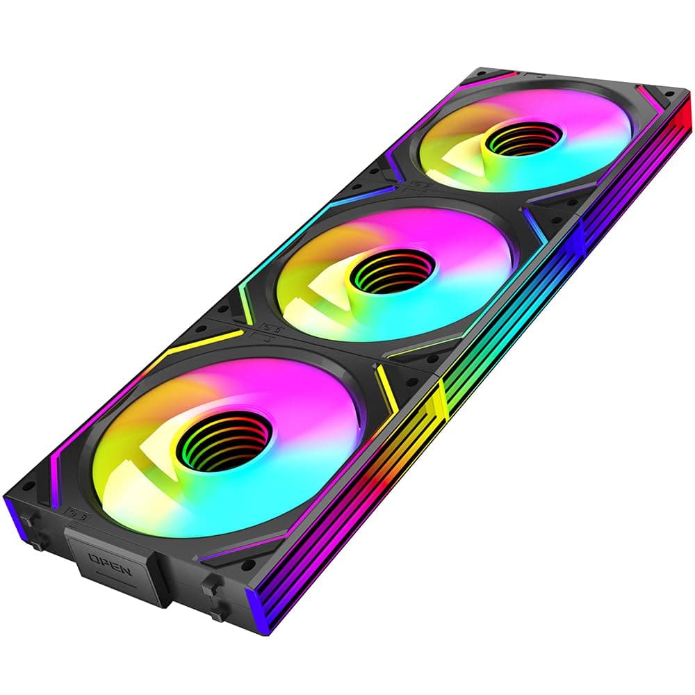 TZMRIT Interstellar-V2 Reverse Flow Infinity Mirror ARGB PWM PC Fans 120mm Black, Rgb Fan 120mm, Triple Pack