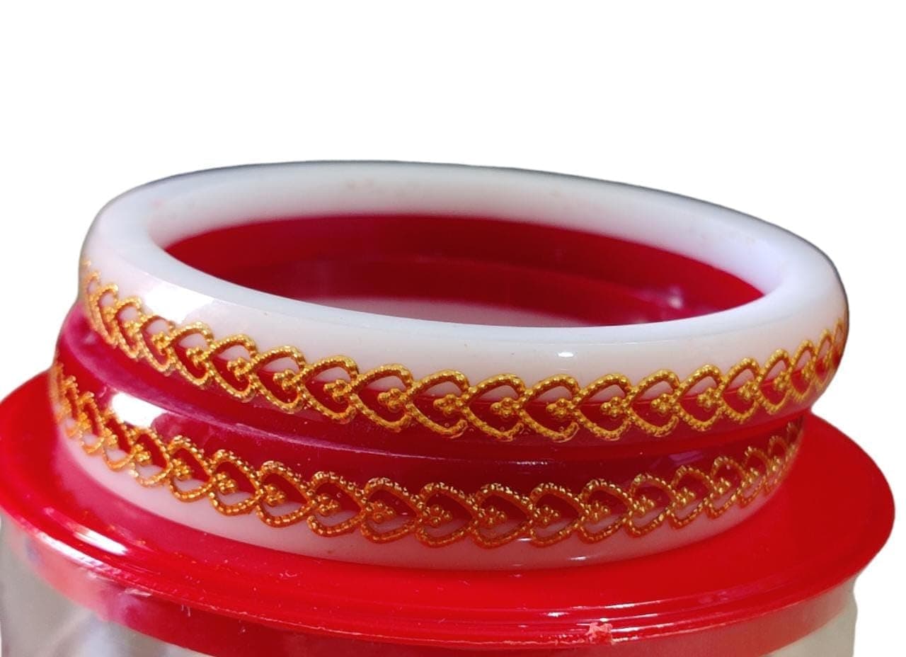 SHEEVSHAKTIShakha Pola Bangles For Women | Bengali Bangle For Married Women (RED&WHITE, 2.6)
