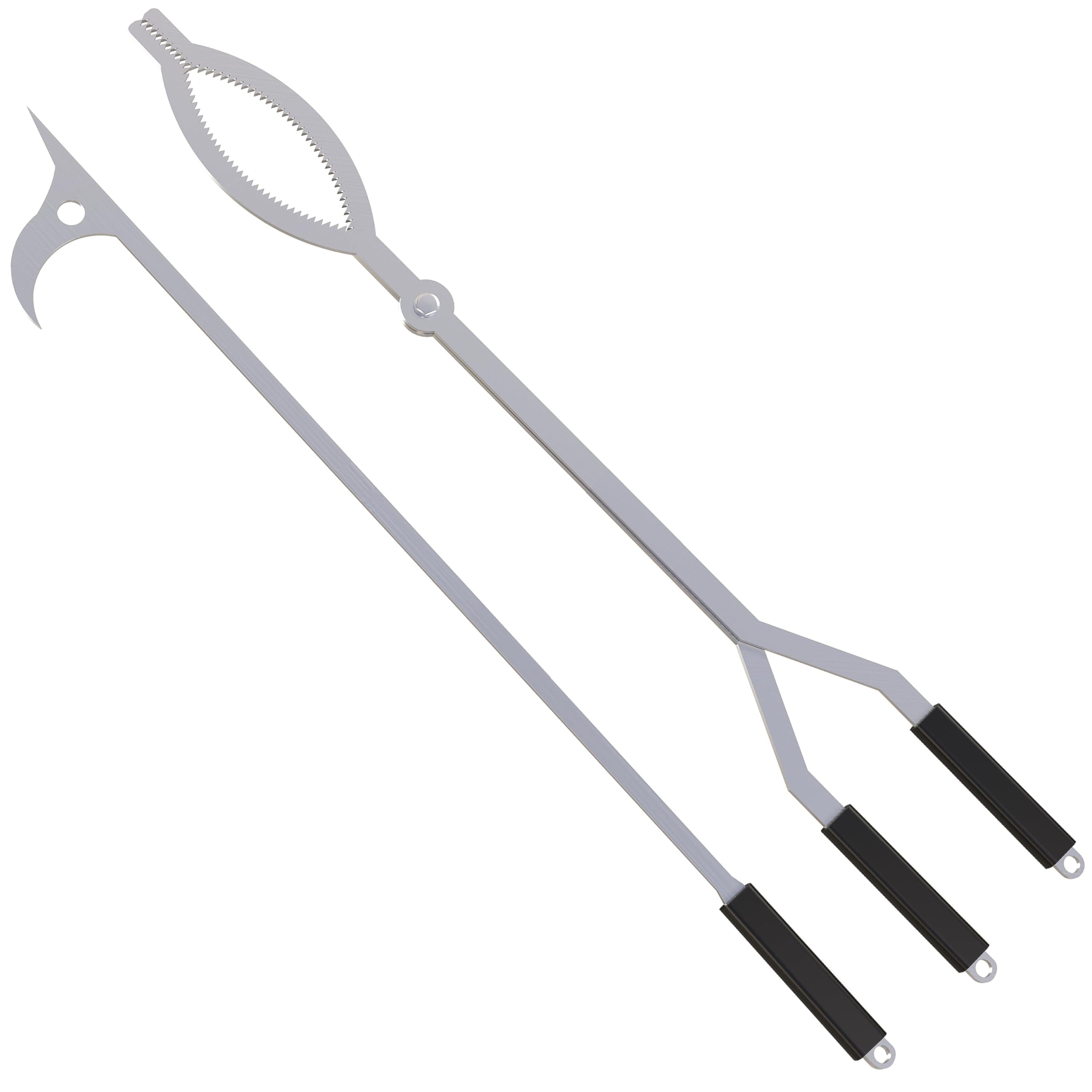 40" Fire Tongs Firewood Grabbers and Fire Poker Set, Stainless Steel Large Log Grabbers for Outdoor Fireset Fire Pit Bonfire Campfire Backyard Deck Indoor Fireplace Tools Set