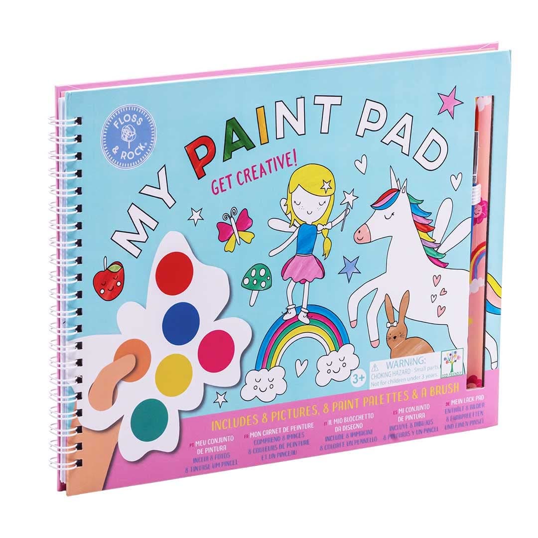 Floss & Rock Rainbow Fairy Kids My Painting Pad Set with 8 Pictures, 8 Paint Pallets and A Brush