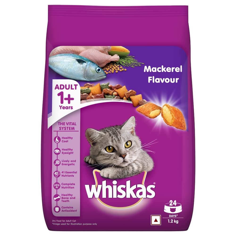 Adult (+1 year) Dry Cat Food, Mackerel Flavour, 1.2kg Pack