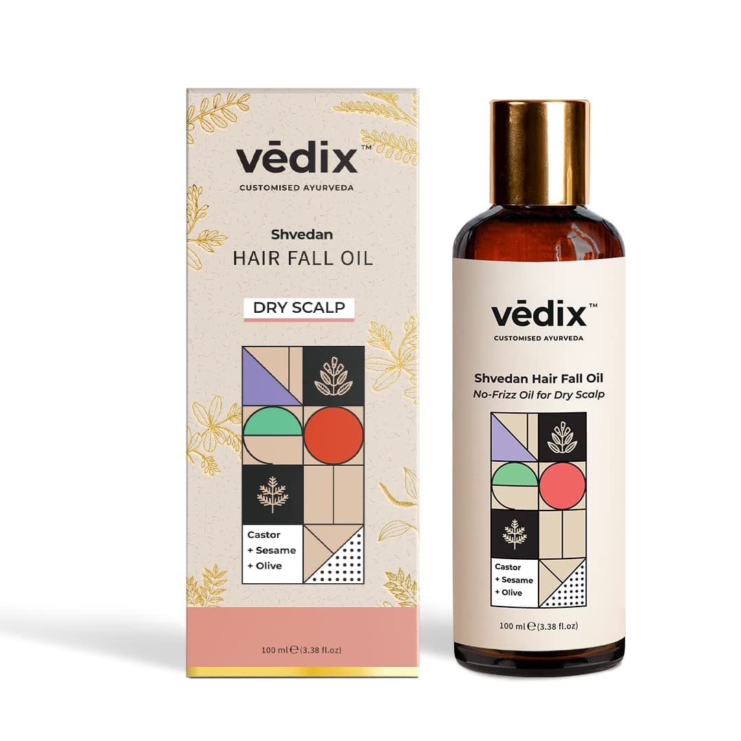 Customised Ayurvedic Hair Fall Oil | Vedix Shvedan Hair Fall Oil | For Dry Scalp | With Castor + Sesame + Olive | For Reducing Hair Fall | For Hair Growth | -100ml