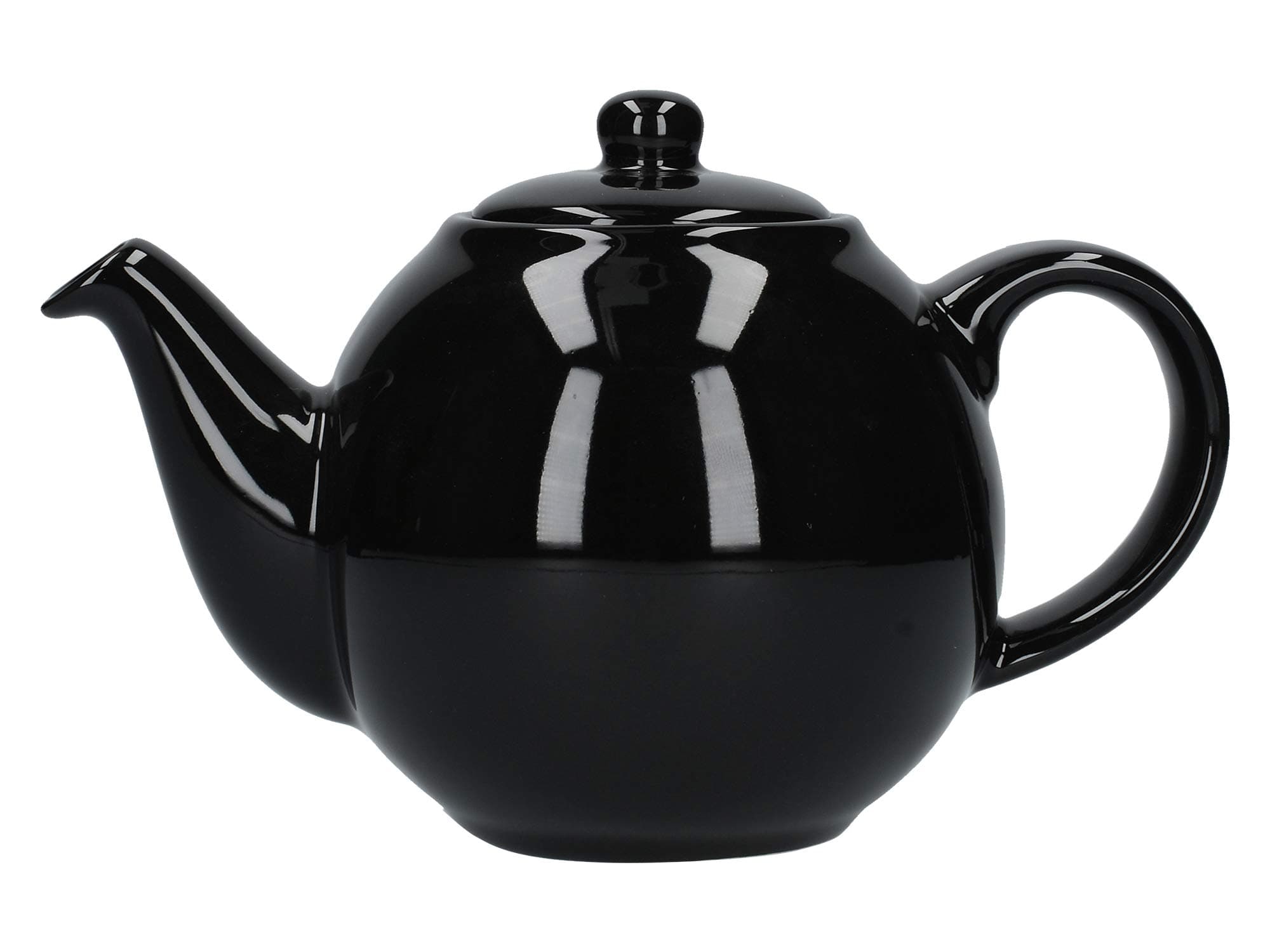 London Pottery20185 Globe Small Teapot with Strainer, Ceramic, Gloss Black, 2 Cup Capacity (500 ml)