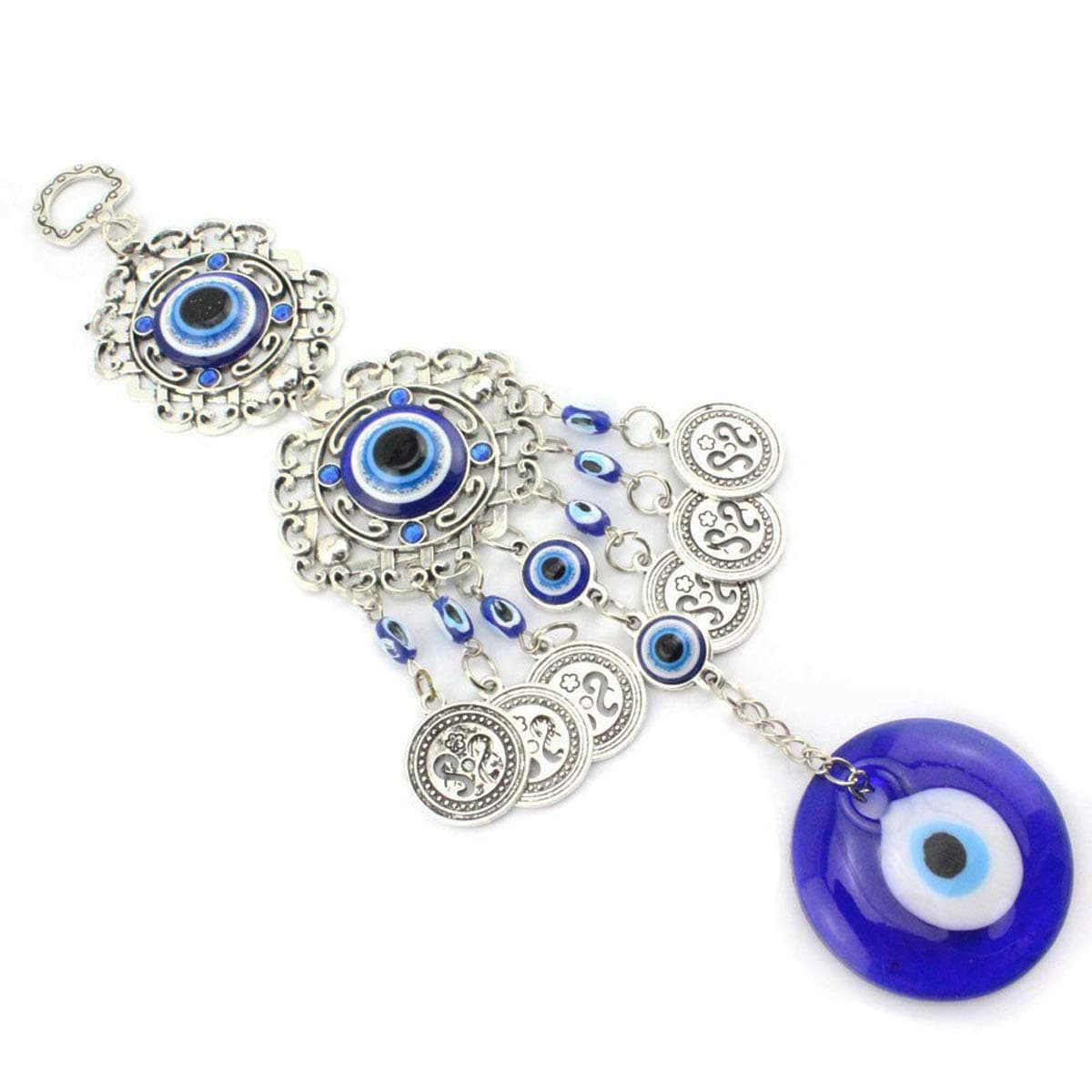Turkish Blue Evil Eye (Nazar) Flower Amulet Ornaments Car Charm Rear View Mirror Wall Hanging Protection Home Decor Blessing Gift