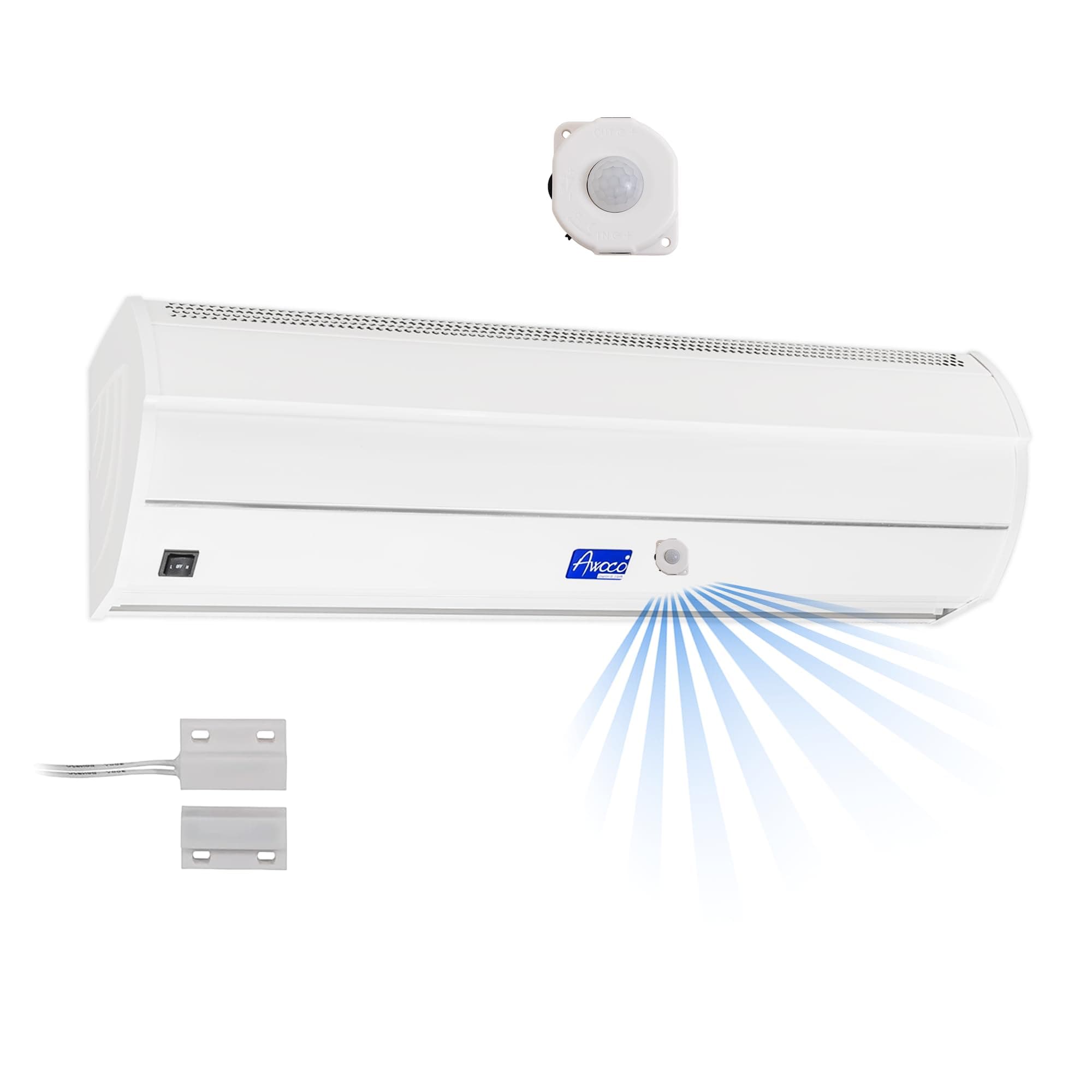 36" Early Turn On Elegant Indoor Air Curtain, UL Certified 120V Unheated with Magnetic Switch and Motion Sensor Detection
