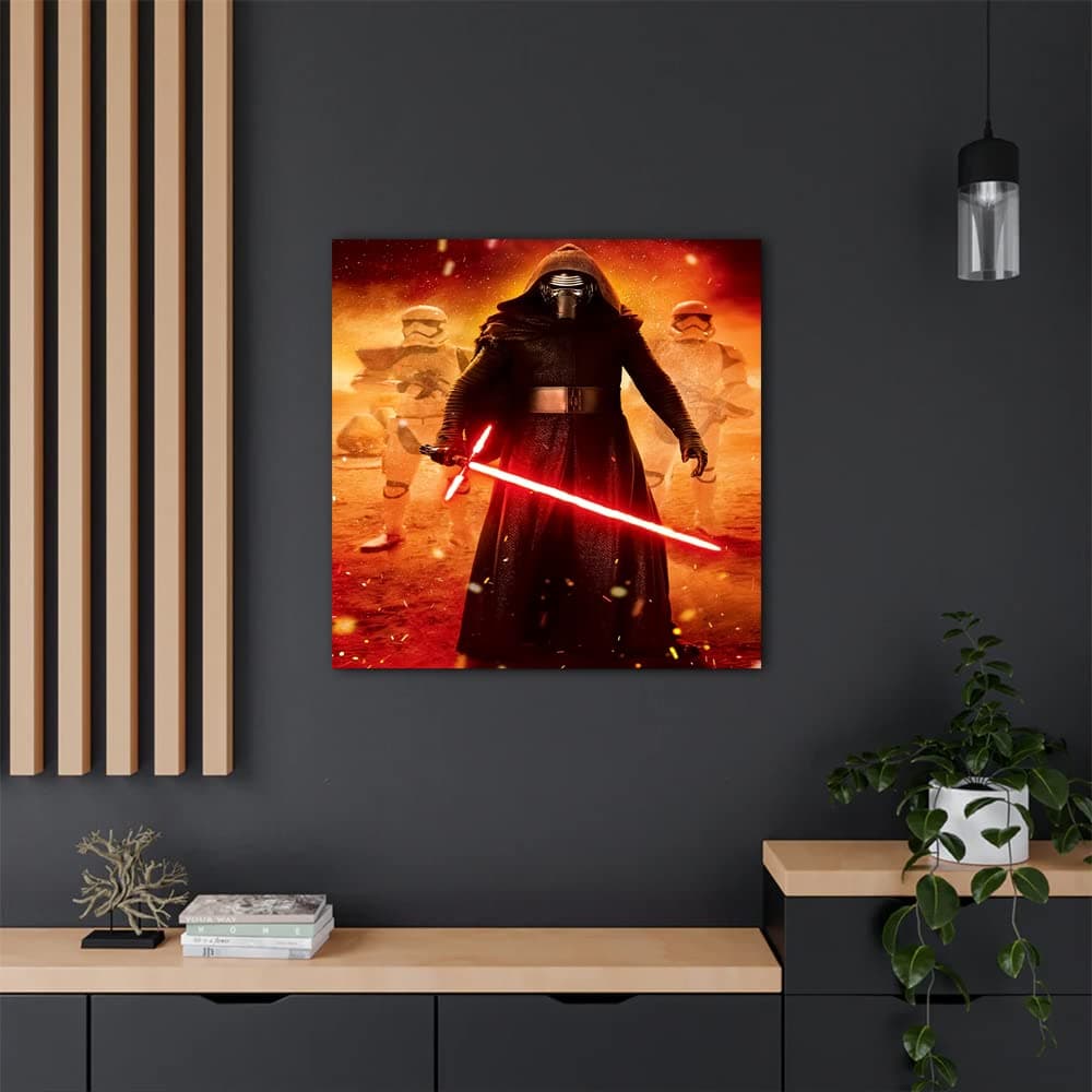 VERRE ART Printed Framed Canvas Painting for Home Decor Office Wall Studio Wall Living Room Decoration (14x14inch Wrapped) - Kylo Ren