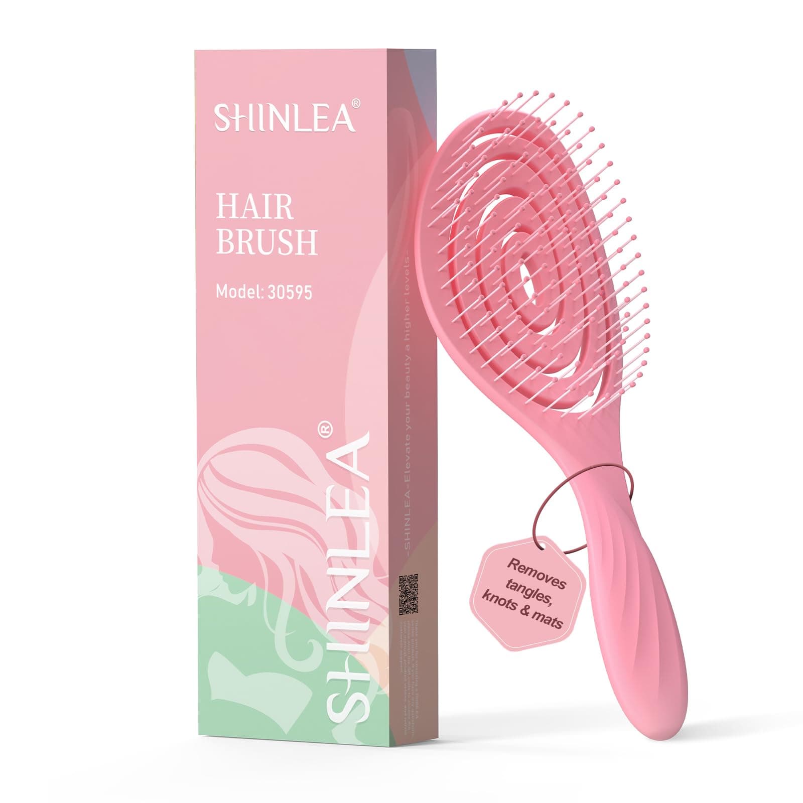 Detangle Hair Brush, Detangling Wet Spiral Hairbrush for Women, Men, kids, Vented Detangler for Blow Drying, Glide Through Tangles For All Hair Types (Pink)