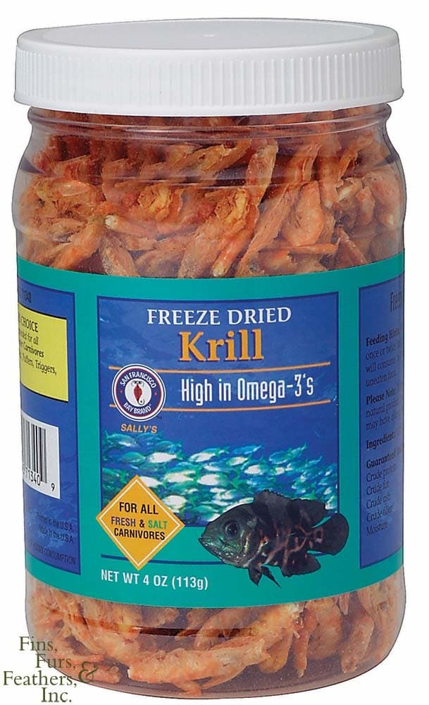 San Francisco Bay Brand Freeze Dried Krill Fish Food - All-Natural, Sustainably Harvested, High Protein Dried Shrimp for Freshwater and Saltwater Carnivores - 4 oz (113g)