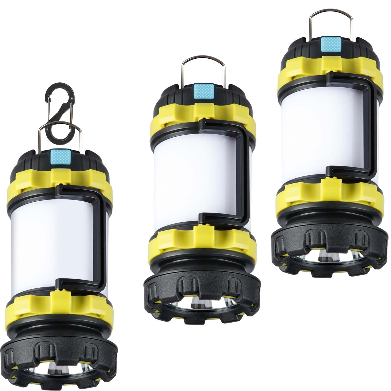 3 Pack Camping Lantern, Outdoor LED Camping Light, Rechargeable Flashlights with 1000LM, 6 Modes, IPX5 Waterproof Portable Emergency Camp Light for Hurricane Survival - Green