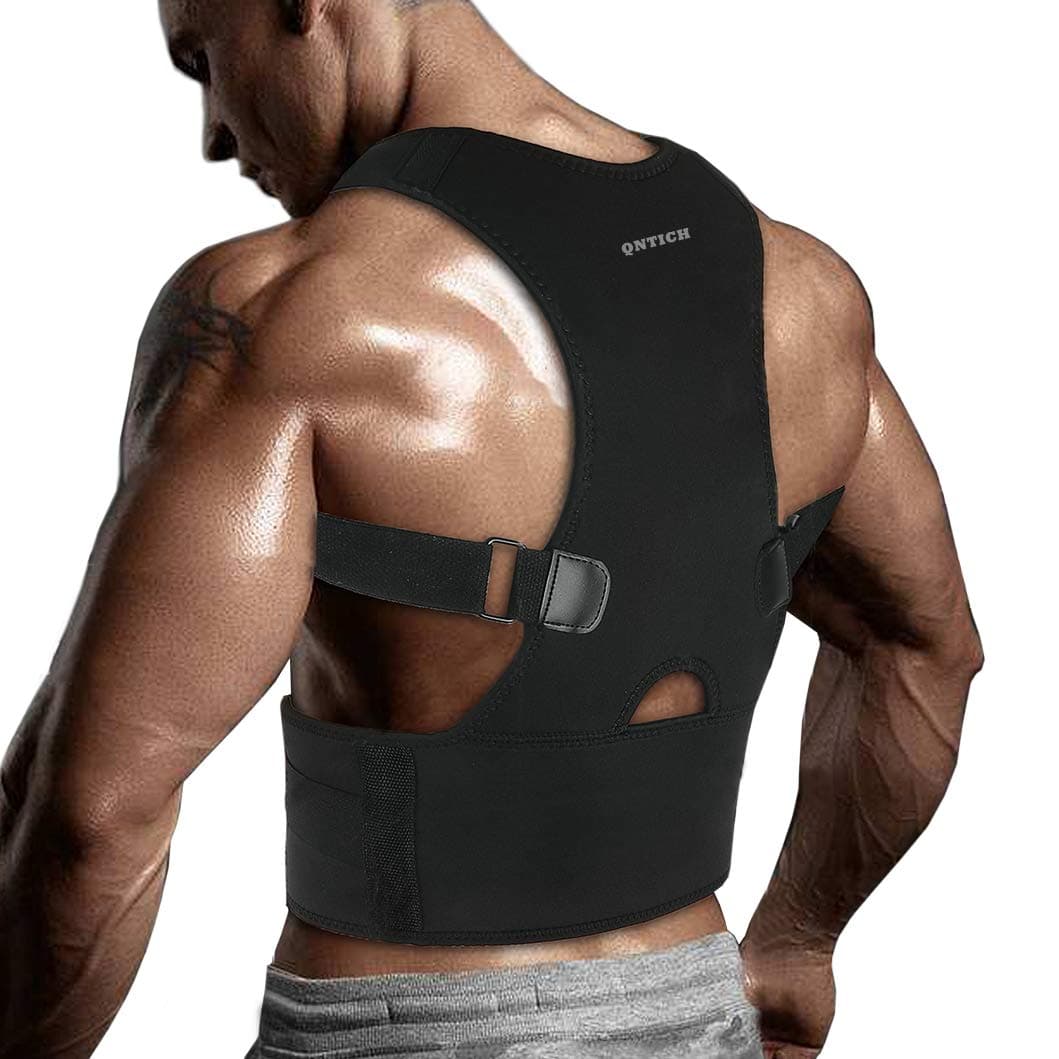 QNTICH Back Brace Posture Corrector Fully Adjustable Support Belt Improves Posture and Provides Lumbar Back Brace Lower and Upper Back Pain Relief Upright Go Posture for Men and Women
