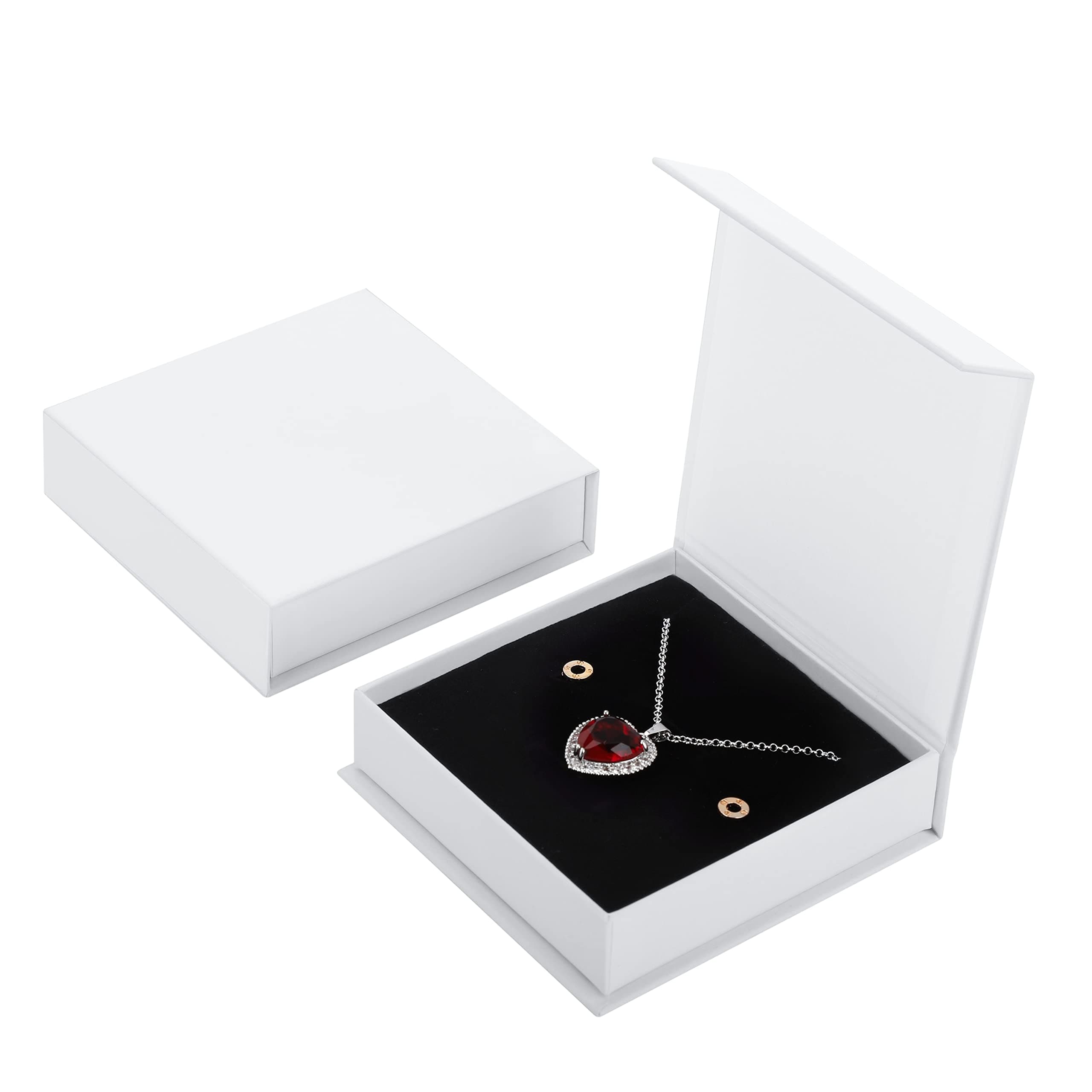 Bssay 20 Pack Jewelry Gift Boxes Necklace Earring Ring Box Gift Box with Cotton Filled and Lids,Jewelry Box Gift Boxes 3.9x3.9x1.1inch (White)