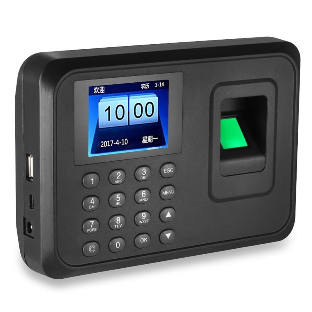 LIBO Biometric Fingerprint Time Attendance Machine Employee Checking-in Payroll Recorder Clock System, 2.4inch Screen, Support USB Record, 600 User Fingers for Factory Office Employee Checking-in