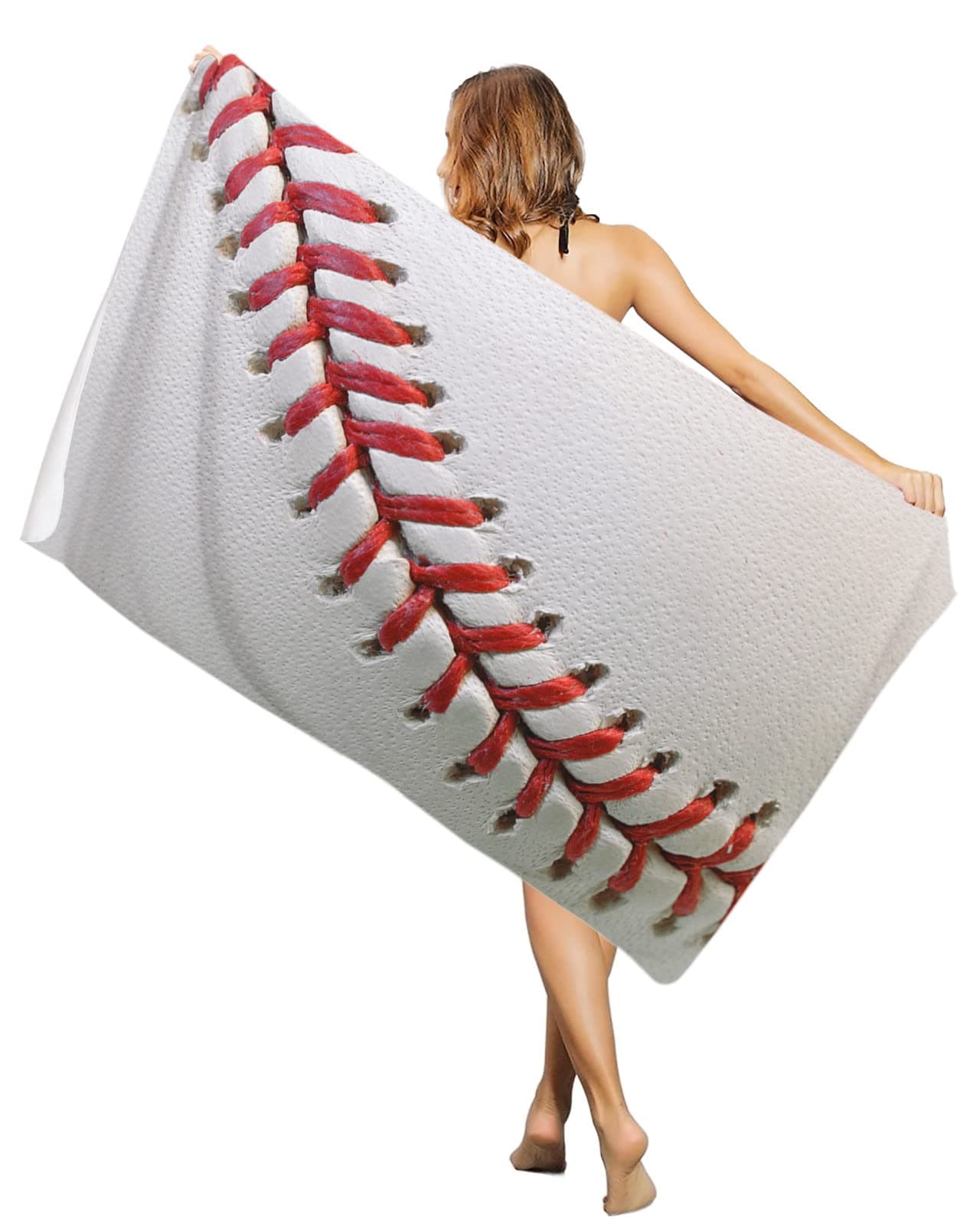 Beach Towel for Kids Baseball Soft Blanket Throw 31x63 in Polyester Towel for Bath Swimming Sport Travel Camping and Picnic Dino TribeSport Ball Red American