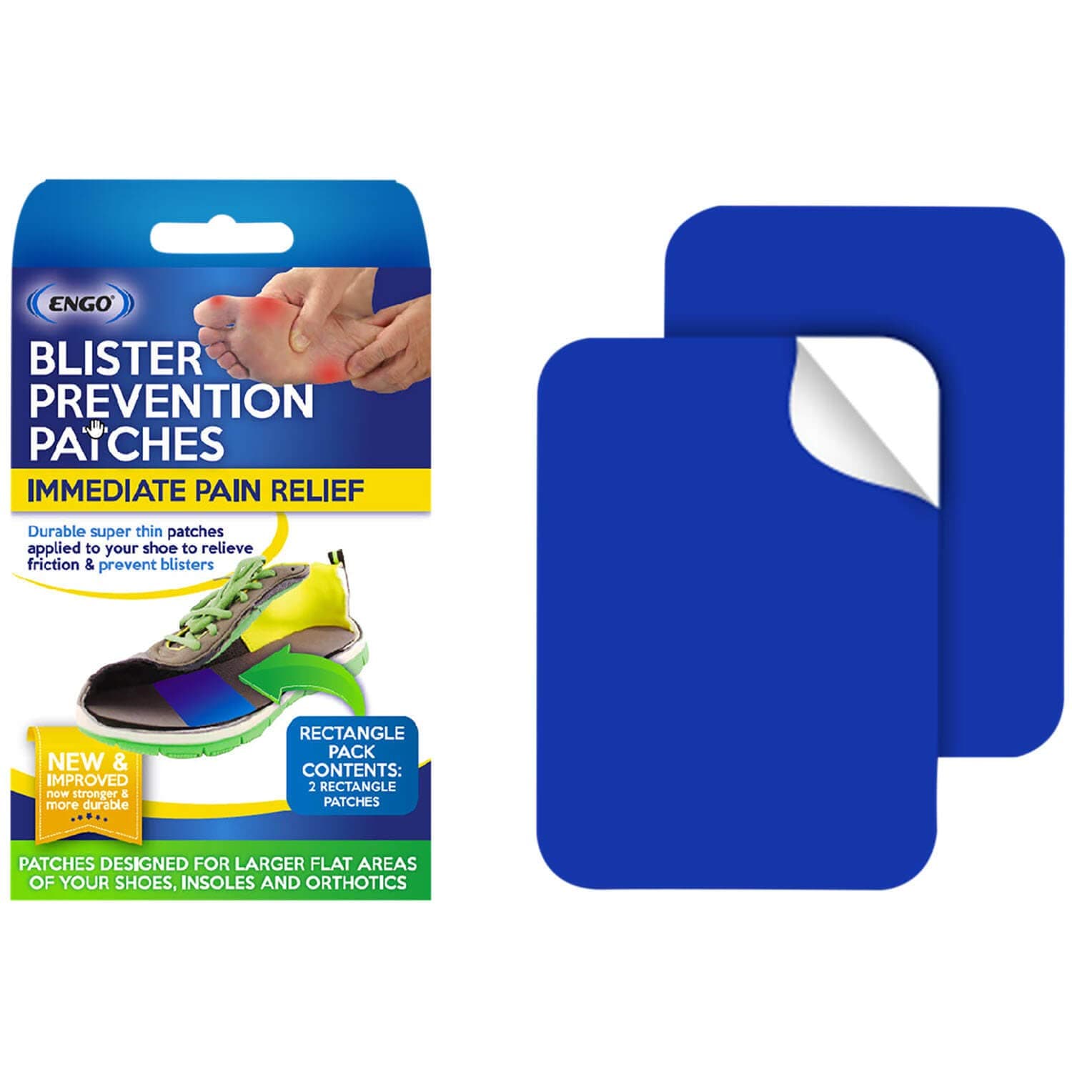 Rectangle Blister Prevention Patches (2 Patches) | Trim to Fit Boots, Skates, Cleats, Helmets, Equipment, Other Footwear