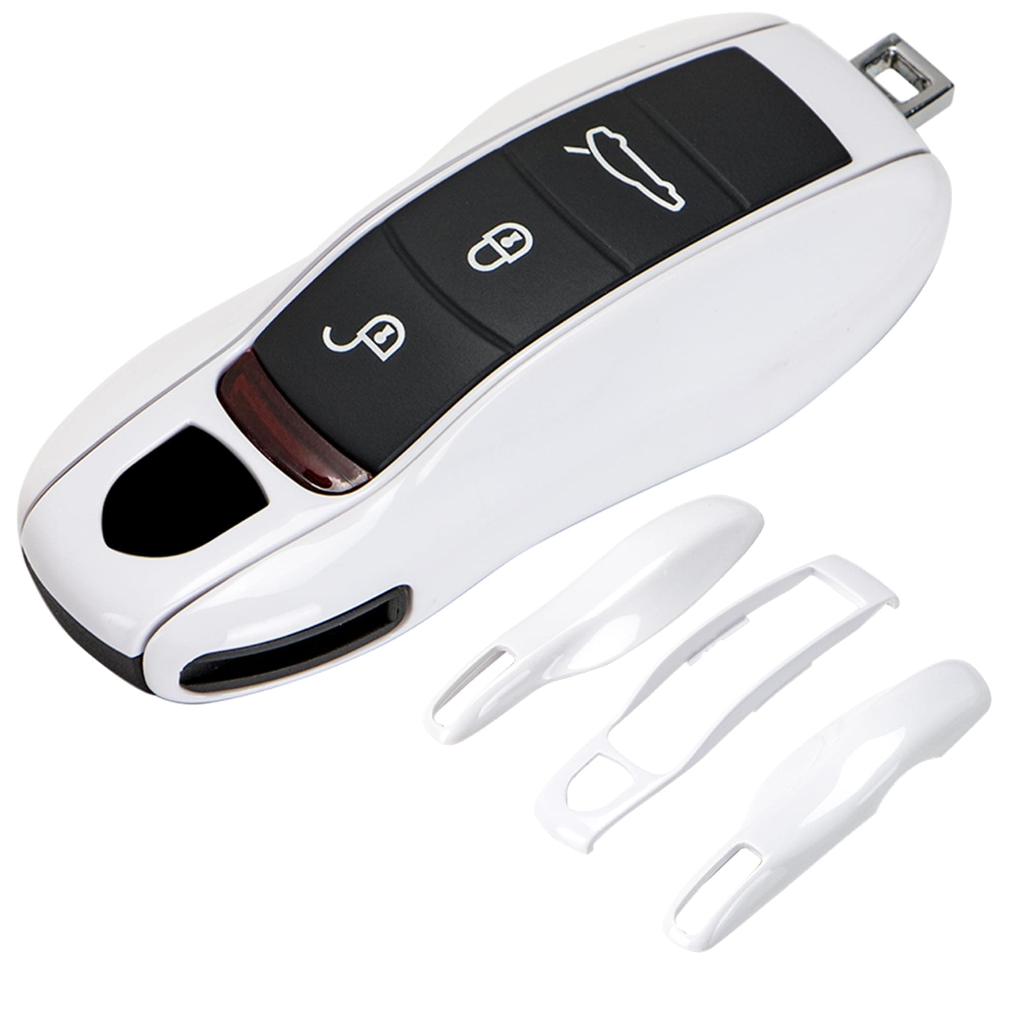 AeroBon 3-Piece Painted Key Cover Key Fob Shell Compatible with Porsche Key Shell Replacement (MK1, White)