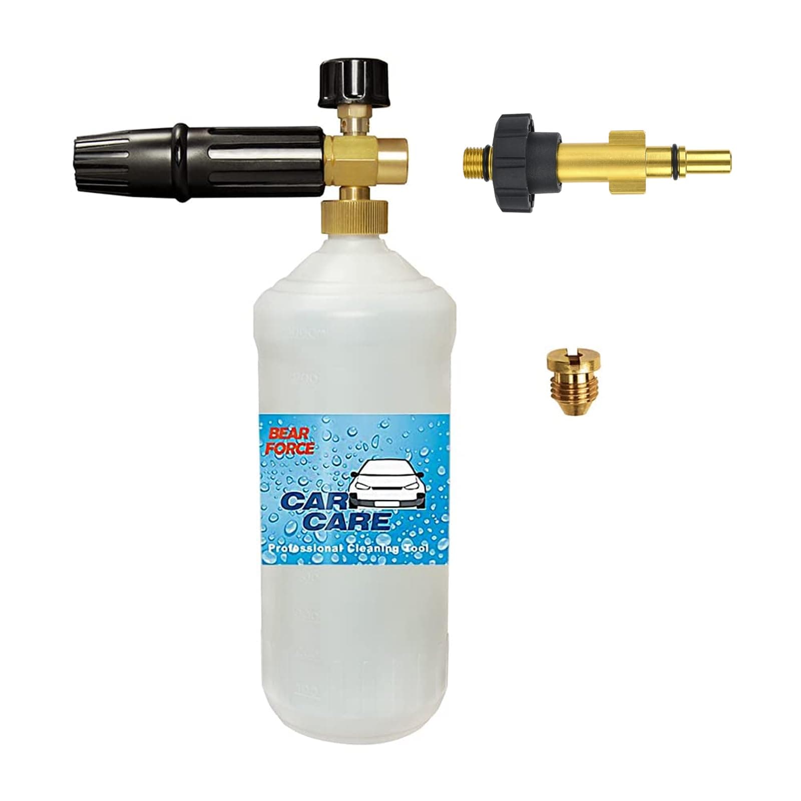 BEARFORCE Pressure Washer Foam Cannon with 1/4” Quick Connector & Other Adaptors, Power Washer Adjustable Snow Foam Lance 1L Bottle, Jet Washer Foam Blaster, 500~4500PSI, 1.0~4.0GPM…