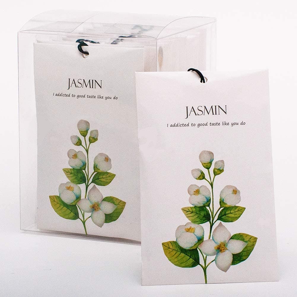 Jasmine Sachet, 1 Box/12 Pcs, Dried Flower Bag, Scented Drawer and Closet Air Freshener, Deodorizer for Home/Car Fragrance