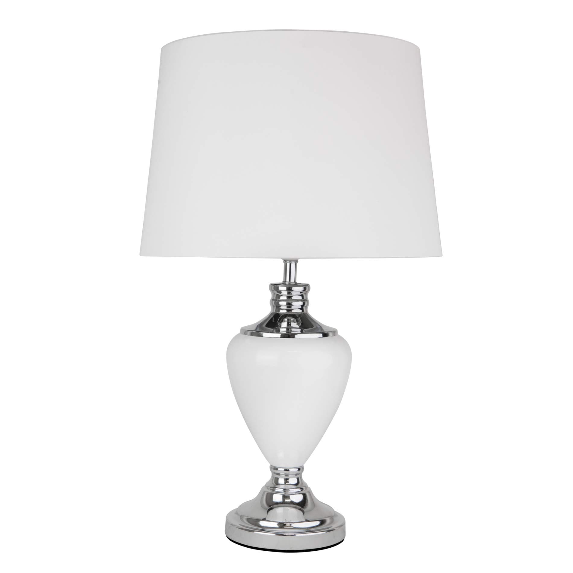Lighting Supermarket Hepburn Large Ceramic Table Lamp with Matching Shade - Modern White & Chrome