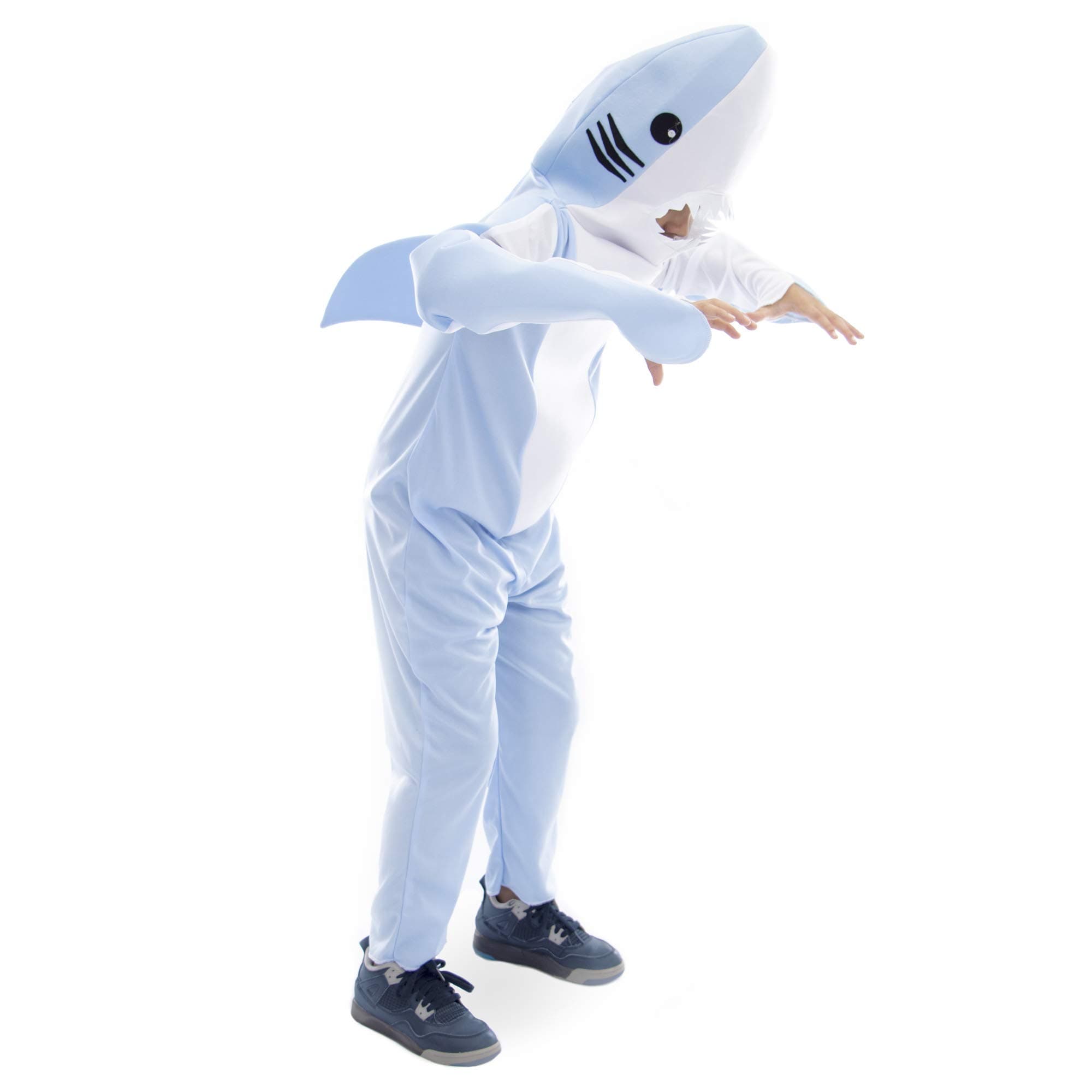 Ferocious Shark Halloween Children’s Costume - Mascot Body Suit Onesie with Fin (Large)