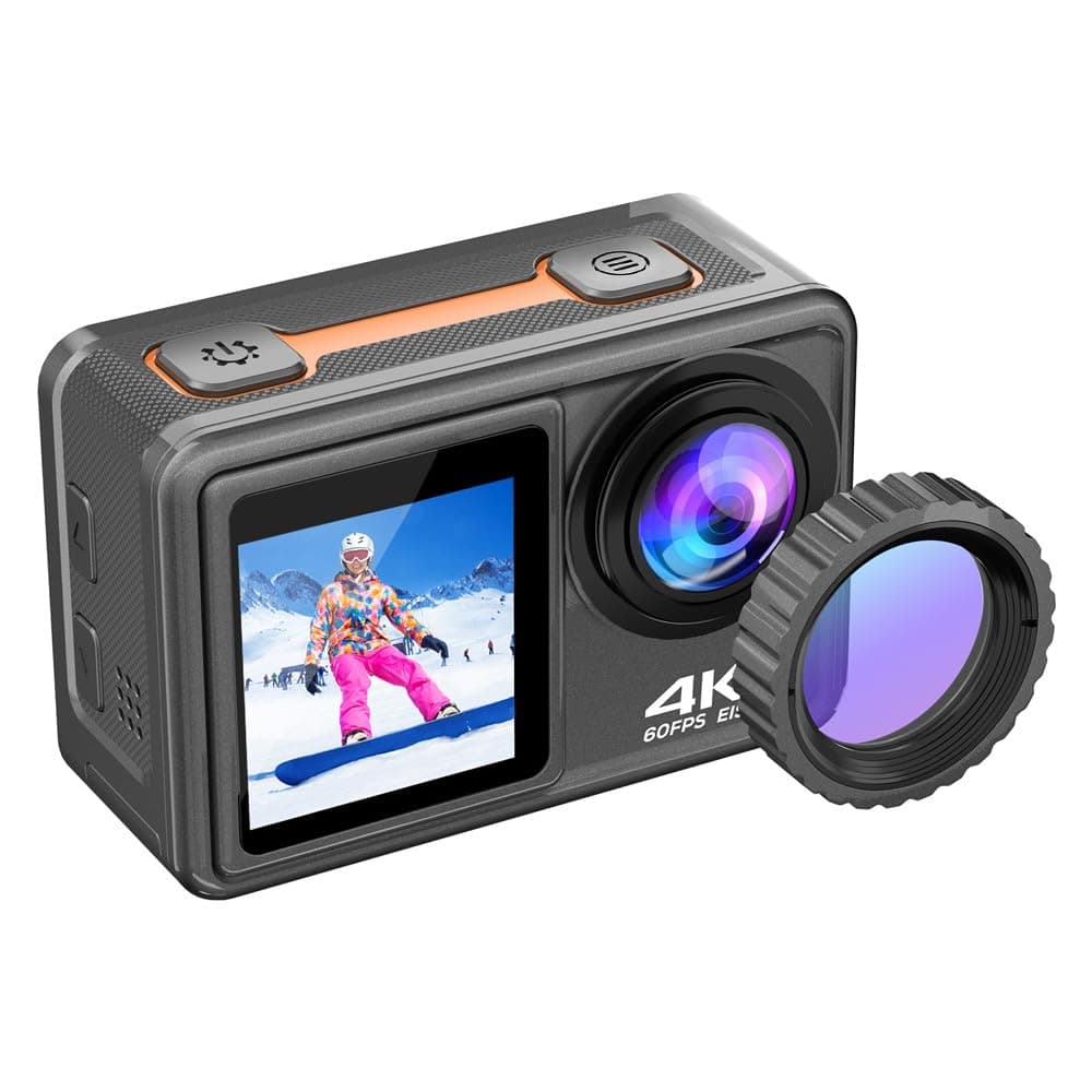 Ourlife Action Camera 5K 30FPS, Ultra HD Waterproof Camera Underwater with 6-axis Gyro Stabilization, 48MP Photos, Front LCD and Touch Rear Screen, Sports Camera for Swimming, Snorkeling and Adventure
