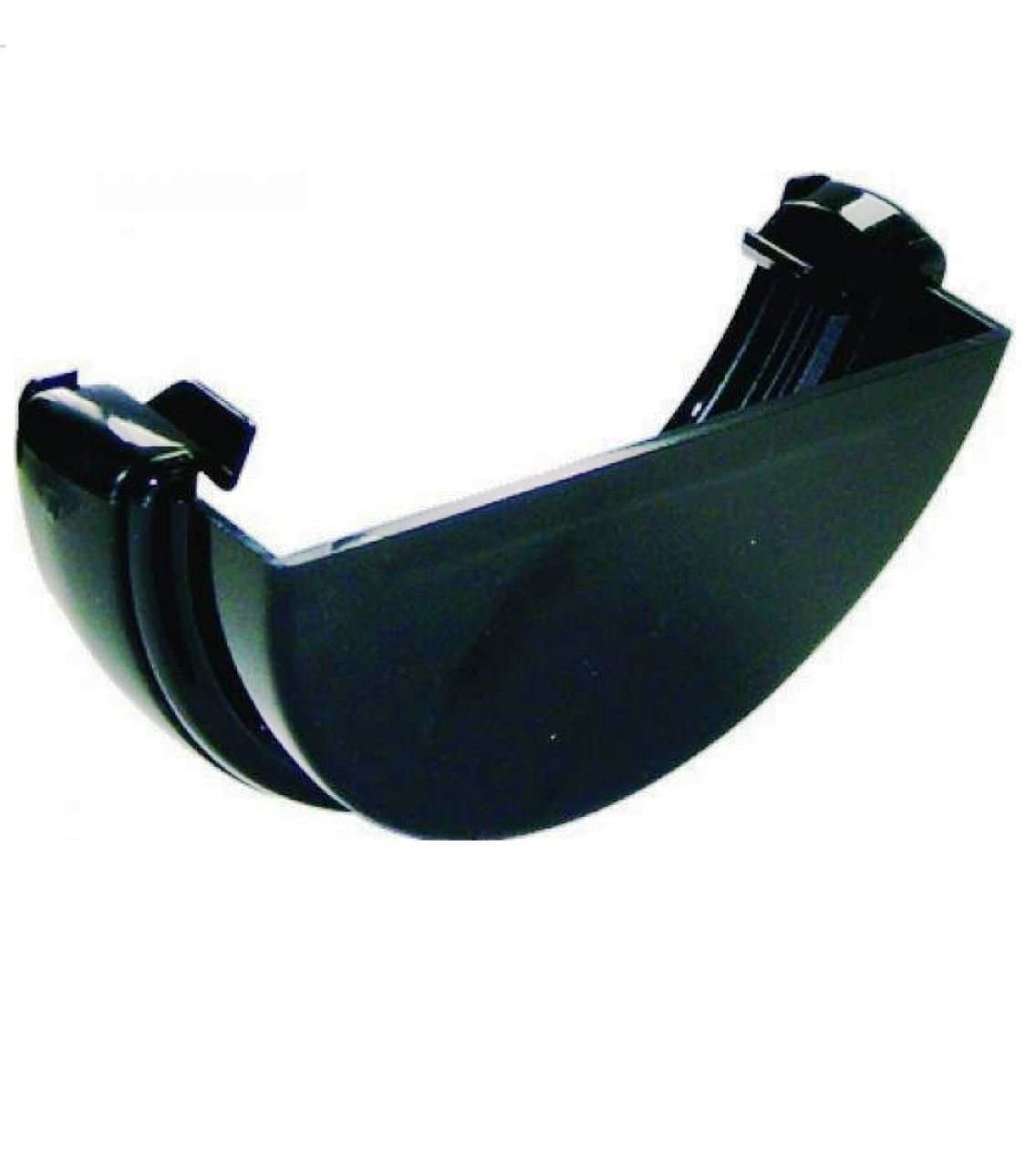 FLOPLAST 112mm Half Round Gutter External Stop End - Black - Pack of 2