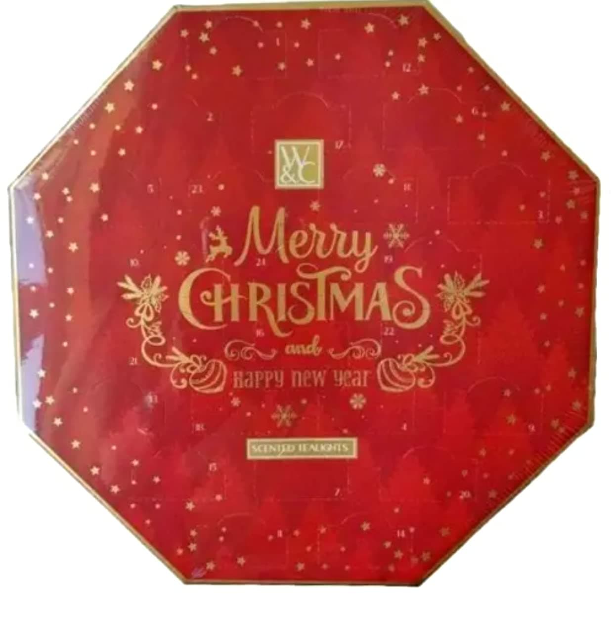 Wickford Scented Tea Lights Advent Calendar - 24 Scented Tealight Candles Countdown to Christmas with Gift Tag - Mulled wine, French vanilla, Gingerbread and Warm apple & cinnamon Festive Scents