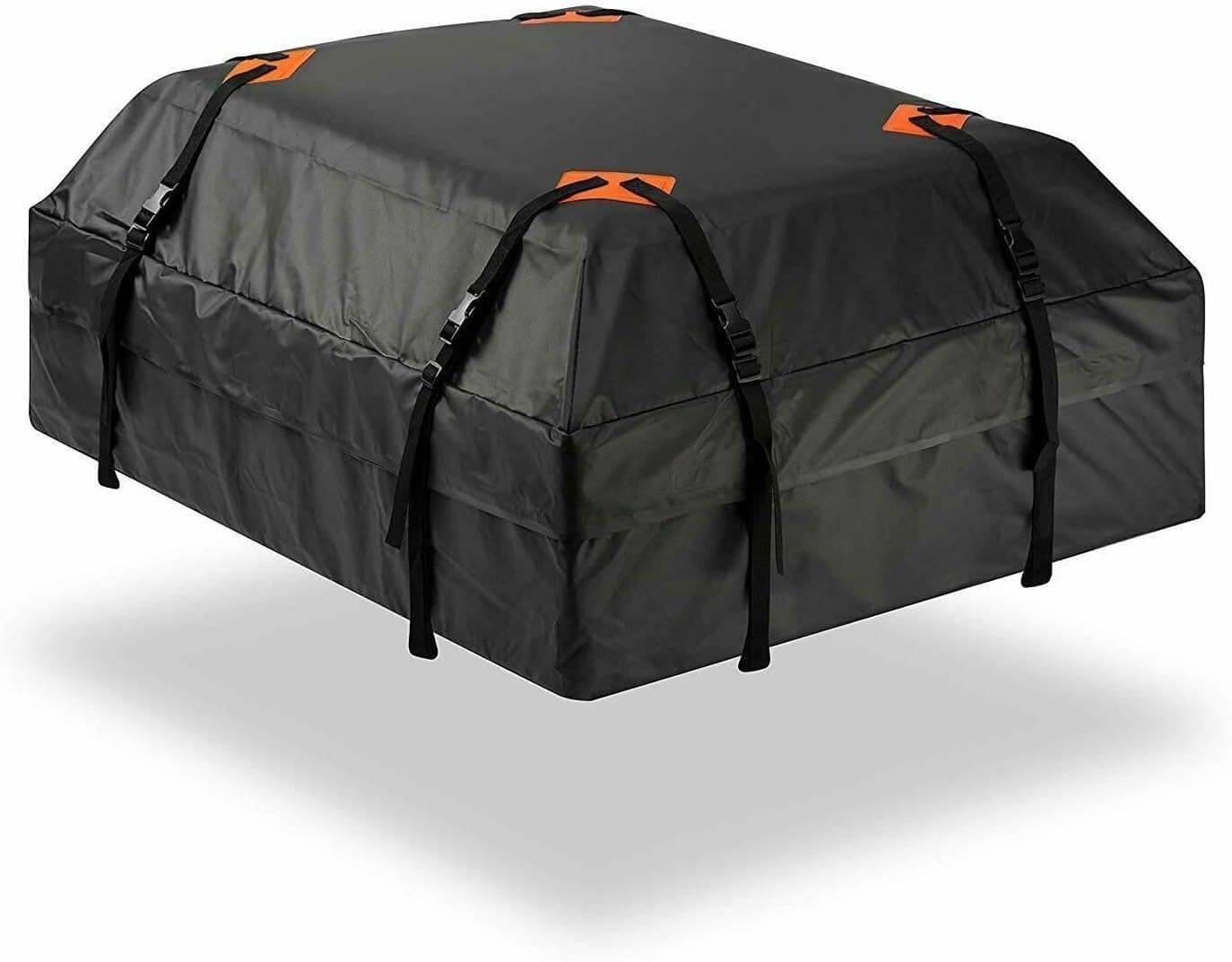 Crevizon Durable Roof Top Waterproof Cargo Bag - Classic Black 15 Cubic Feet Waterproof Car Roof Bag 425L Roof Bags for Any Cars with Roof Rack/Rails/Bars, Black