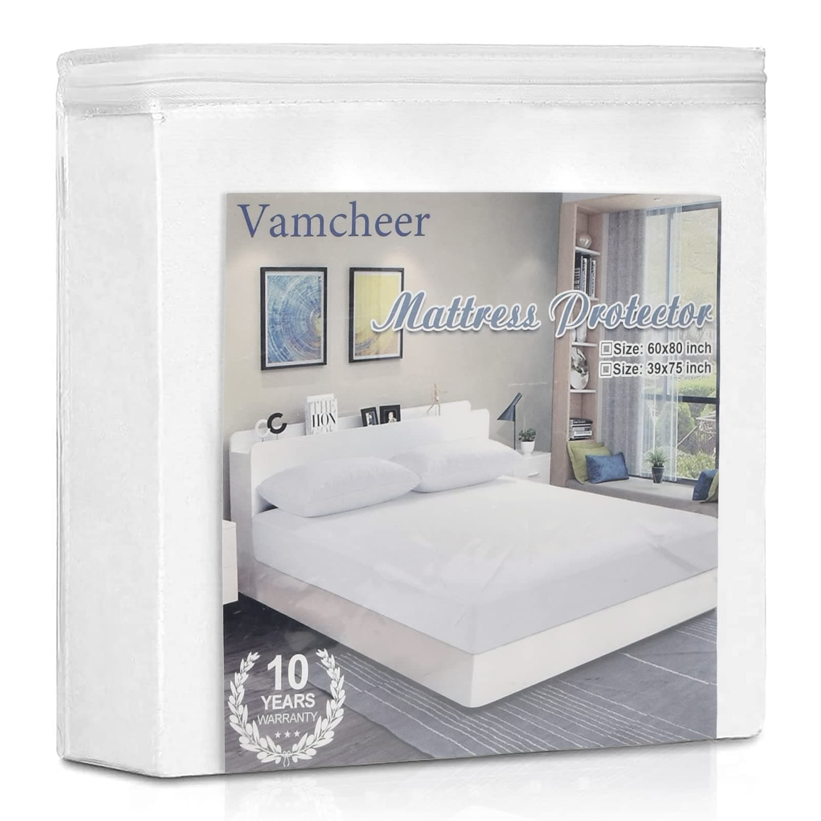 Vamcheer Mattress Protector Cover Twinsize - Waterproof Bed Protector Cover Twin, Noiseless Breathable Soft Terry Mattress Pad Encasement for Pets Kids Adults - Up to 21 inches