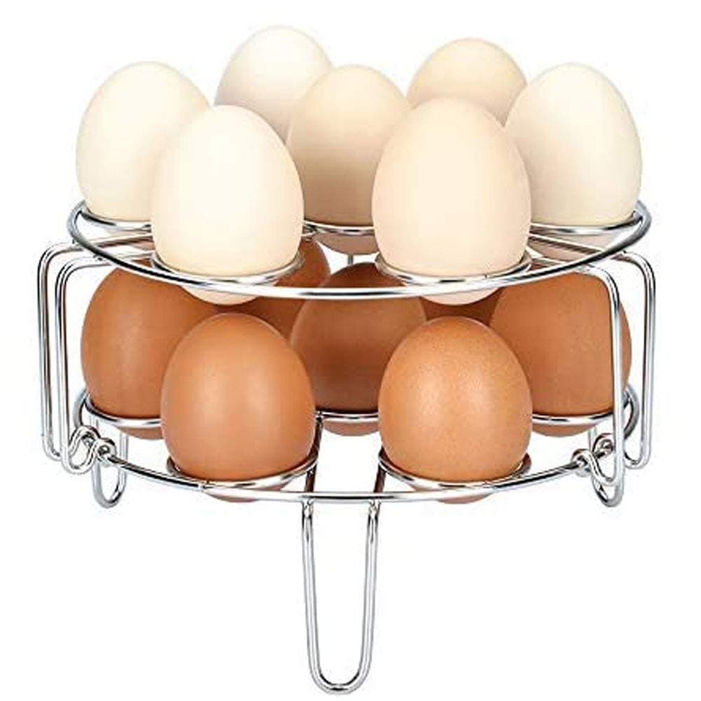 [Upgraded Version] Maxracy 2 Piece Stackable Egg Steamer Basket Rack Trivet Stainless Steel Egg Assist for Instant Pot Accessories 5 6 8 qt Pressure Cooker (Incurvate Type)