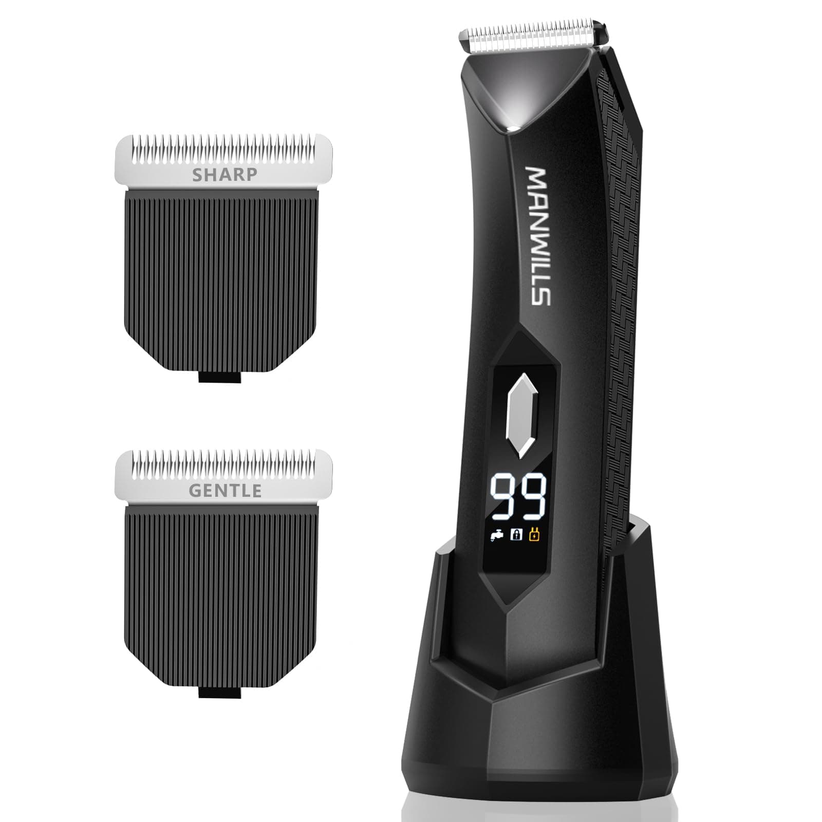 Replaceable Shaver - 2 Replaceable Ceramic Blades - Sharp & Gentle, Ball Shaver Men IPX7 Waterproof, Pubic Hair Trimmer Men, 7000RPM Mens Grooming Kit