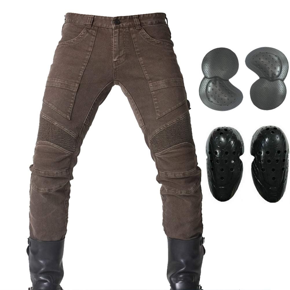 Men Motorcycle Riding Jeans Cycling Racing Pants with 4 X Knee Hip Protector Pads