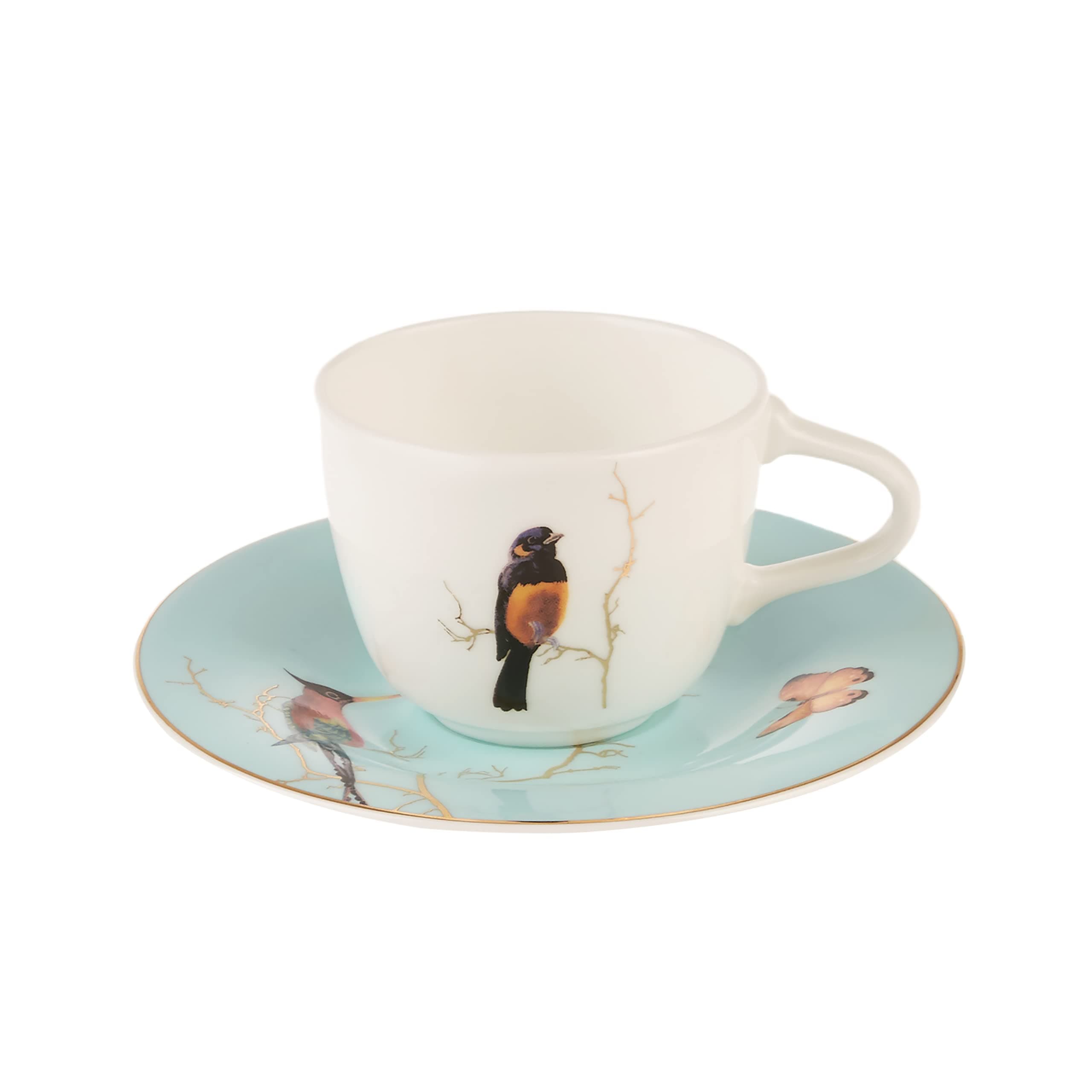 KARACA Fine Pearl Espresso Turkish Coffee Cup for 6, 12 Piece, 100ml 3.3oz, Espresso Turkish Coffee Demitasse Set of 6 Cups & Saucers Made of Porcelain